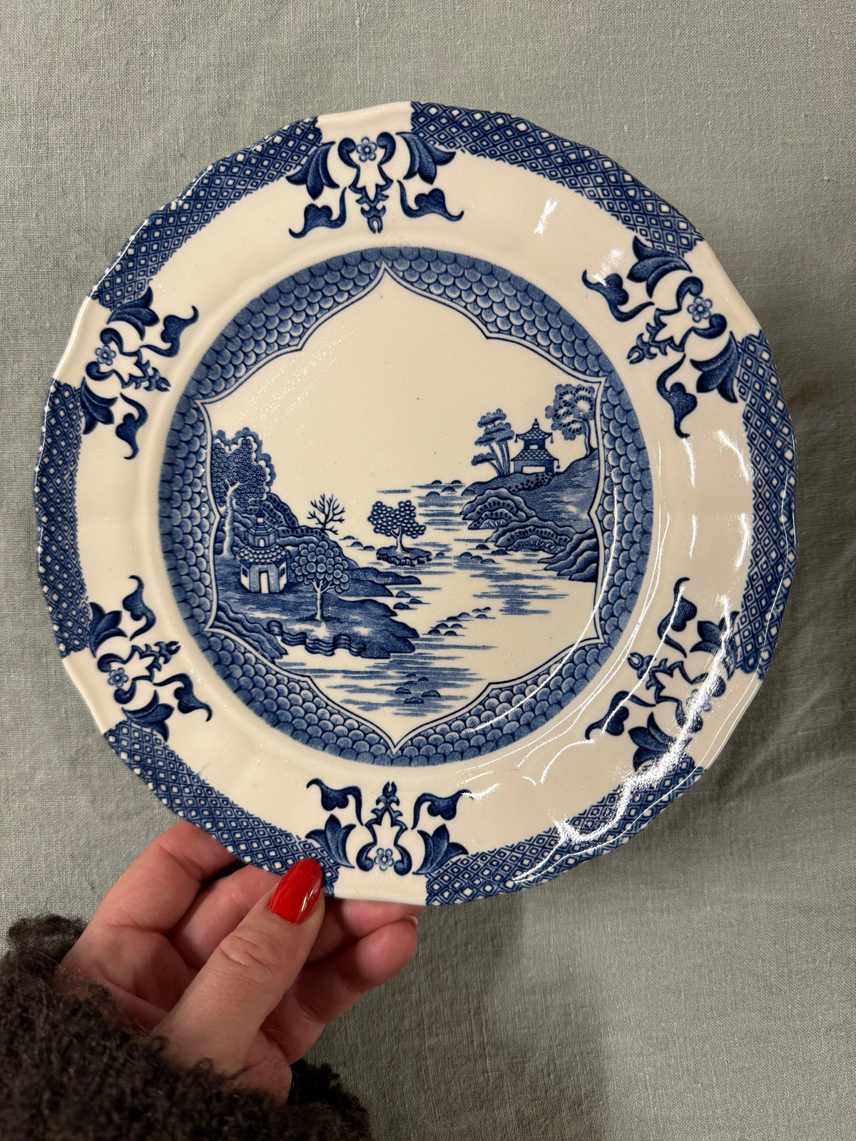 Blåvit tallrik, engelsk Royal Tudor Mandarin