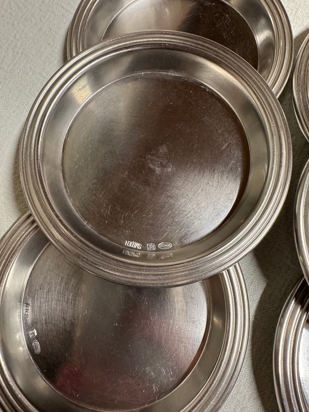 Glasunderlägg i nysilver, 6st