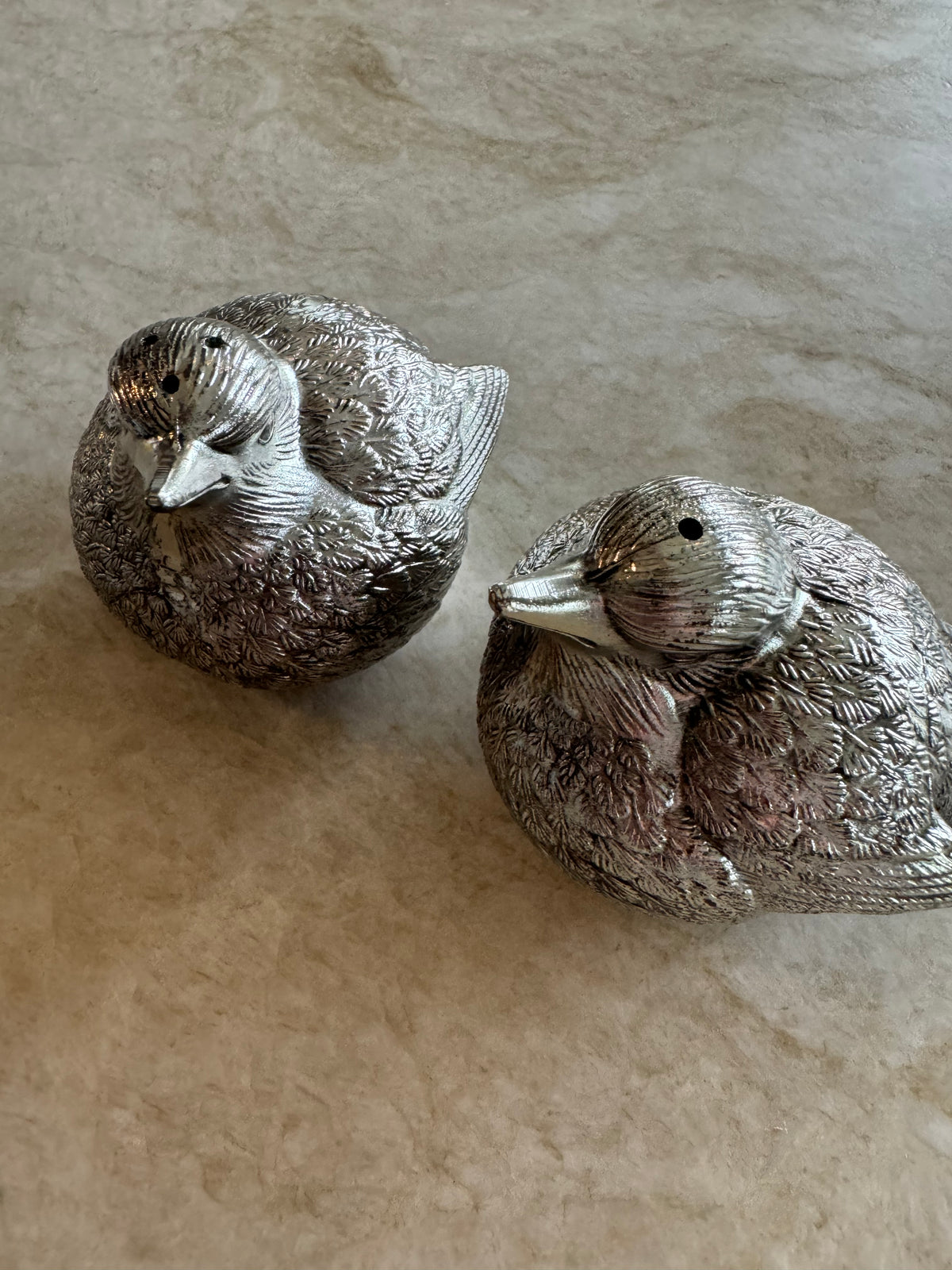 Paret fåglar salt och peppar