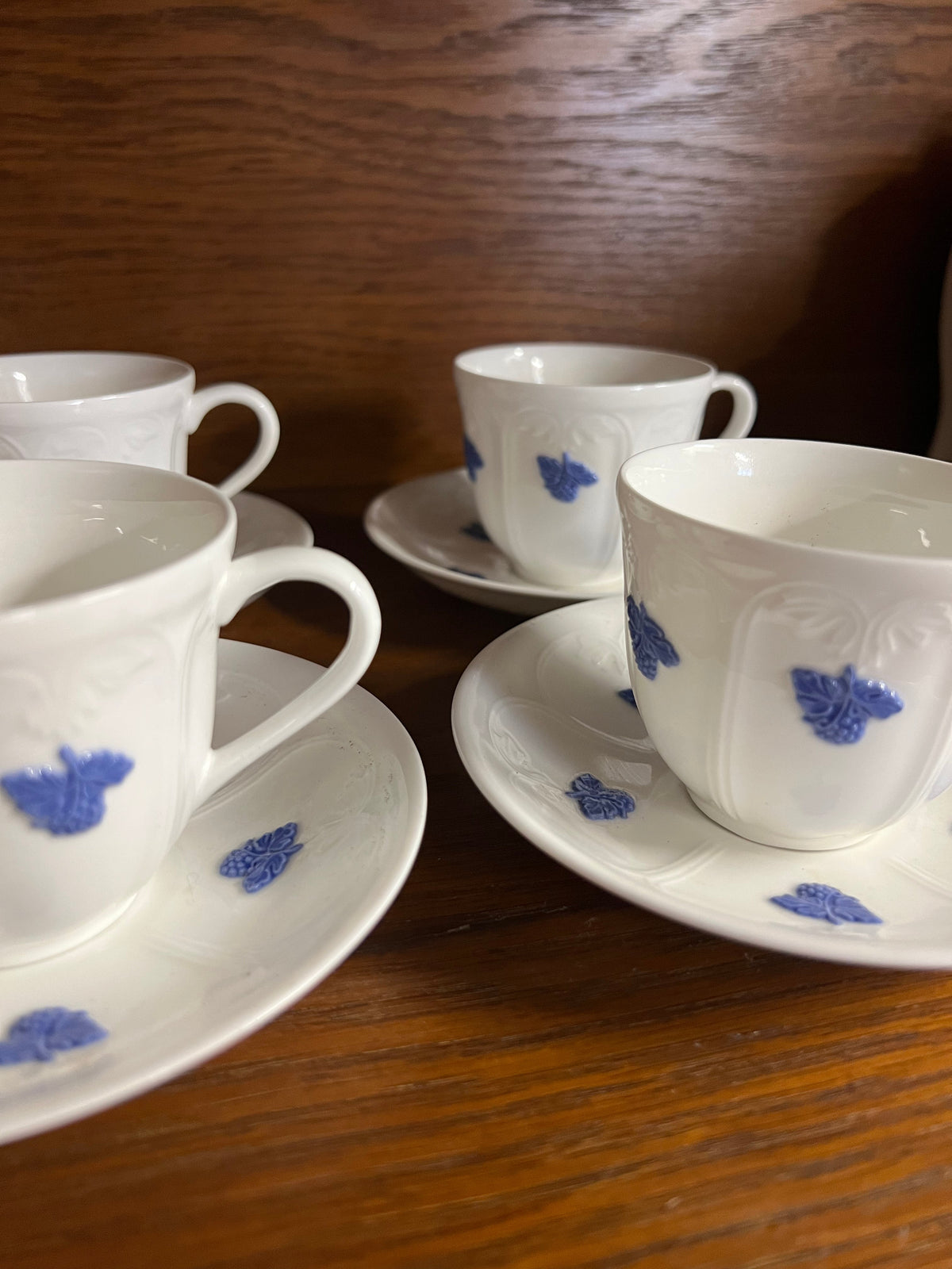 4st kaffekoppar med fat - Blå Blom Old Gustavsberg