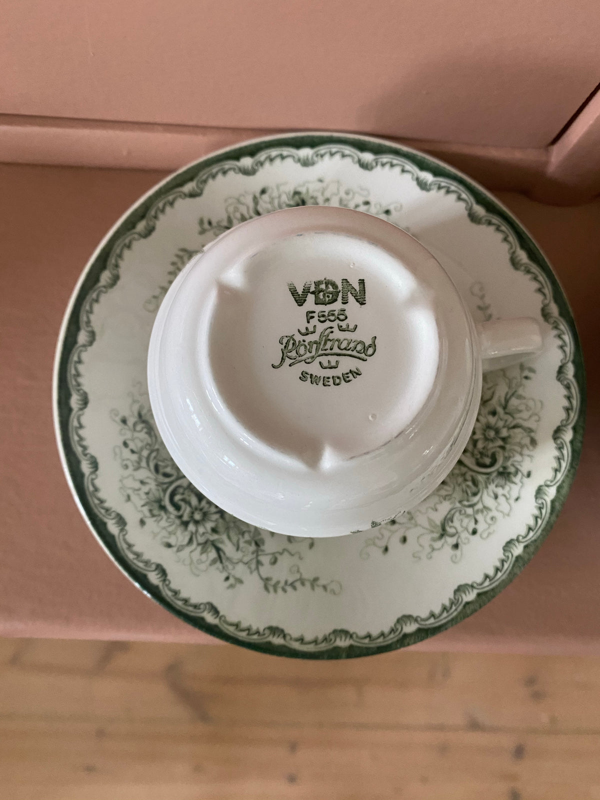 Gröna Anna Rörstrand - 2st kaffekoppar med fat