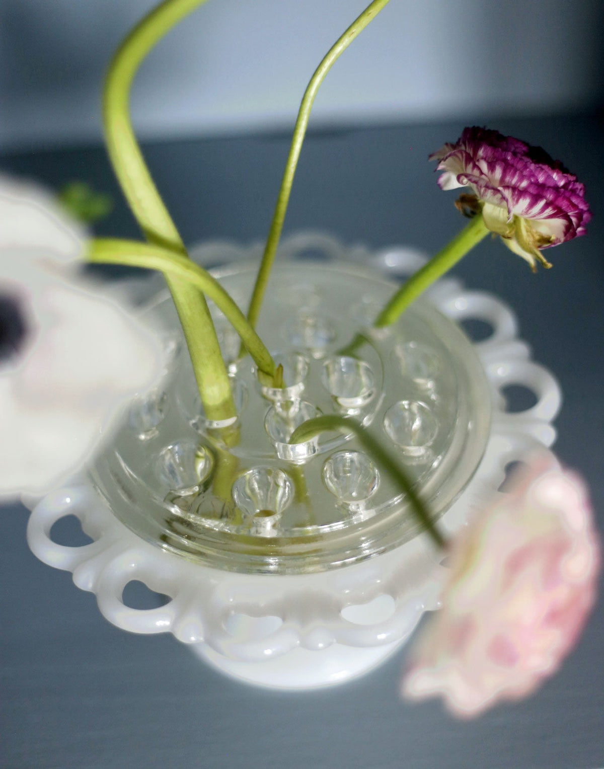 Stor blomsterfakir i glas med skål