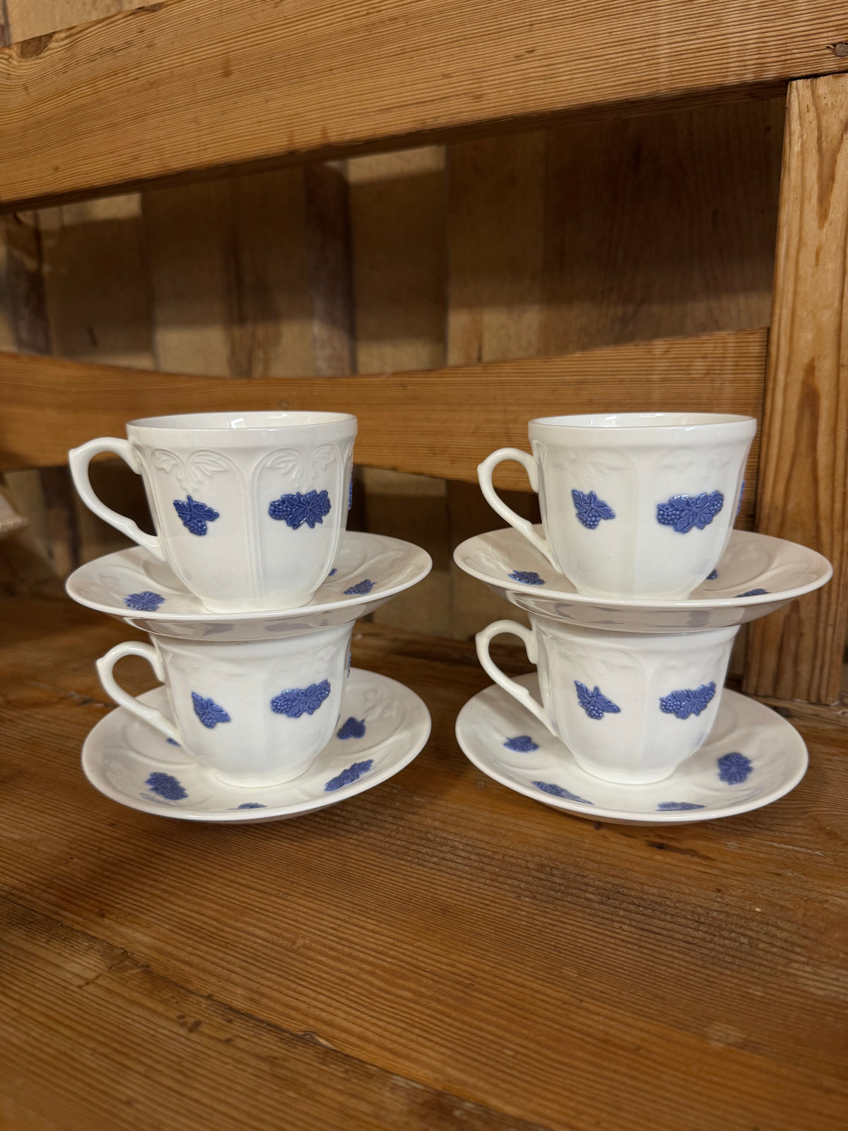 4st Blå Blom old Gustafsberg kaffekopp med fat