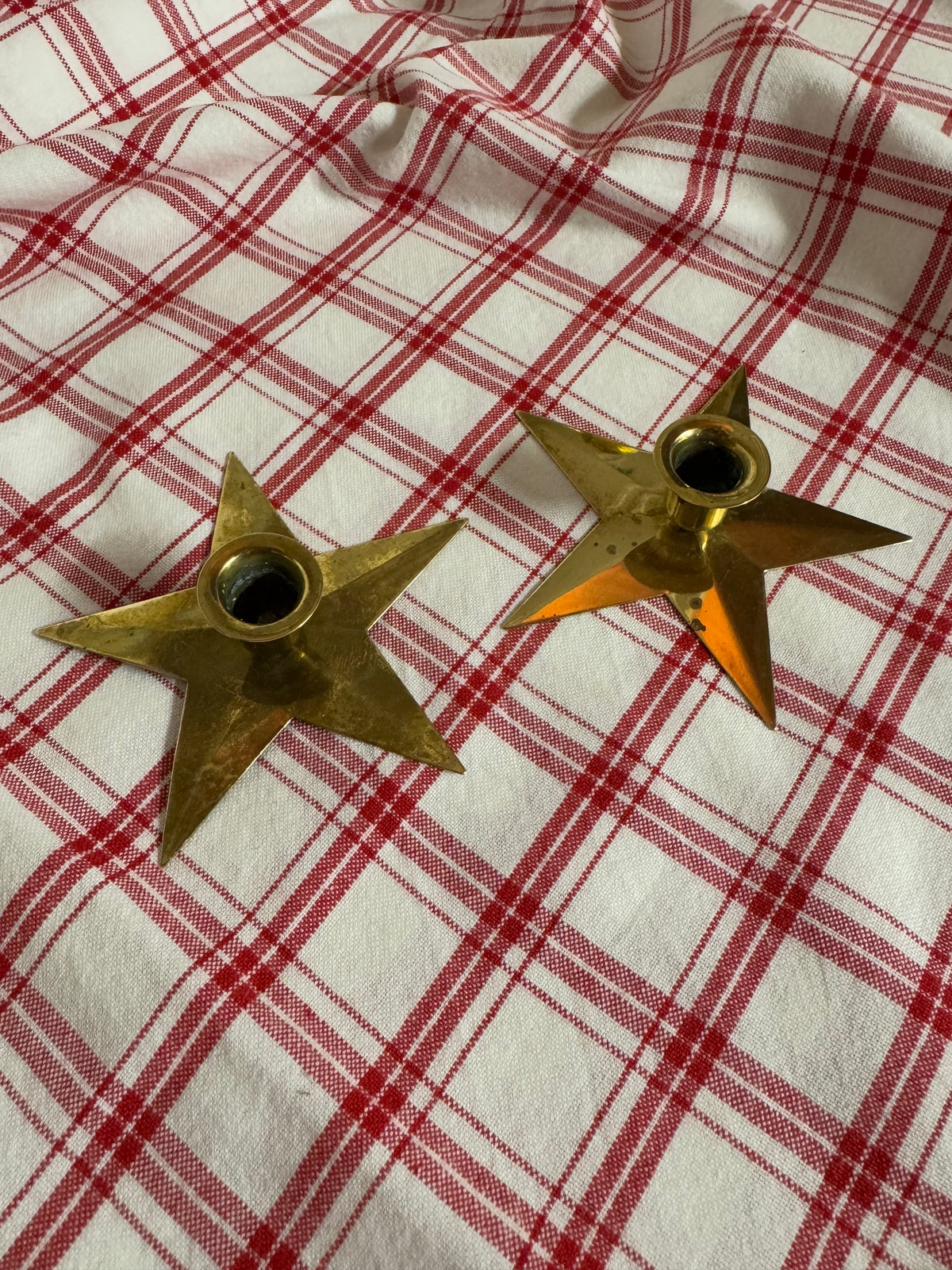 Stjärnor i mässing för julgransljus, 2st