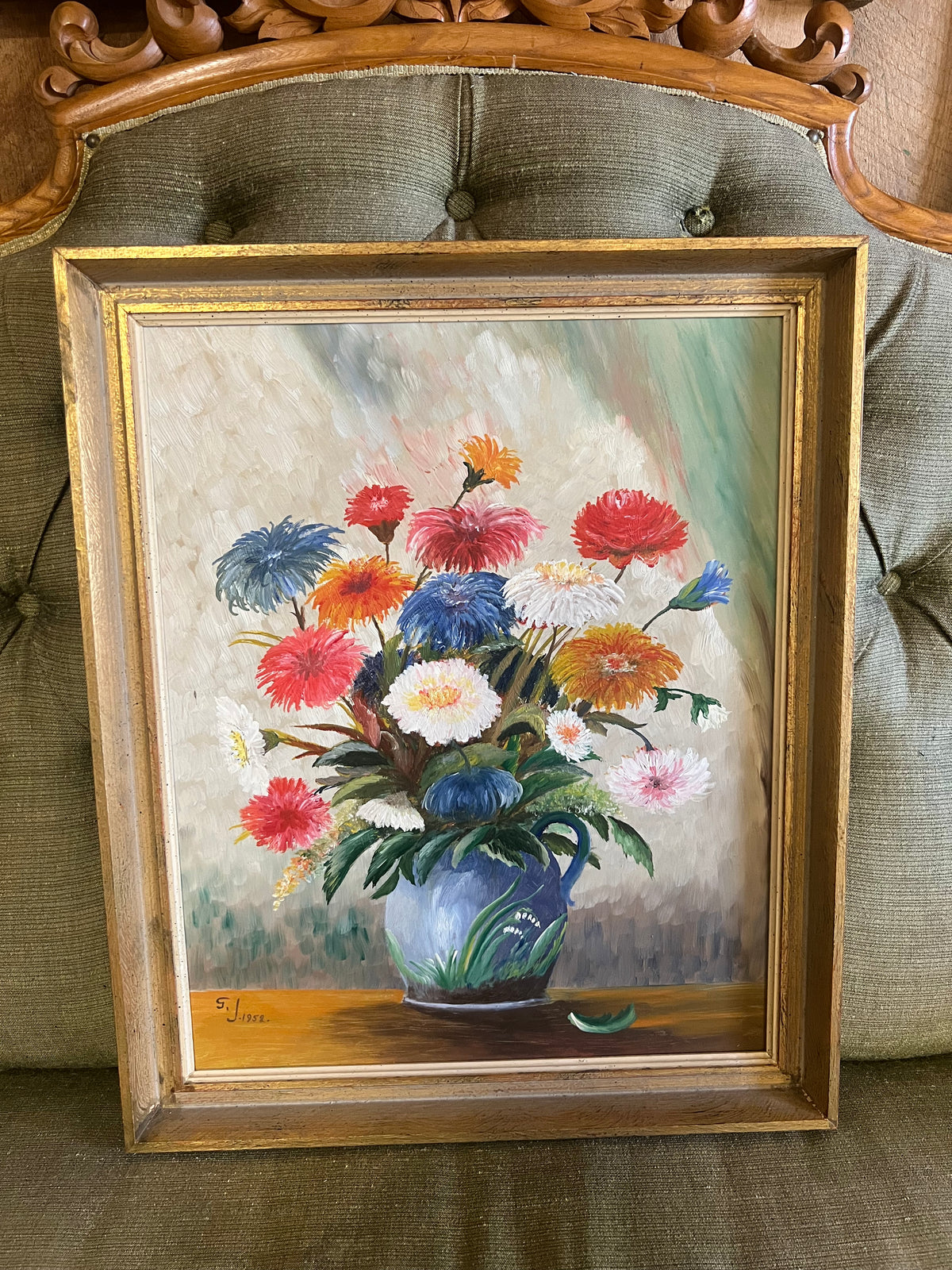 Oljemålning blommor