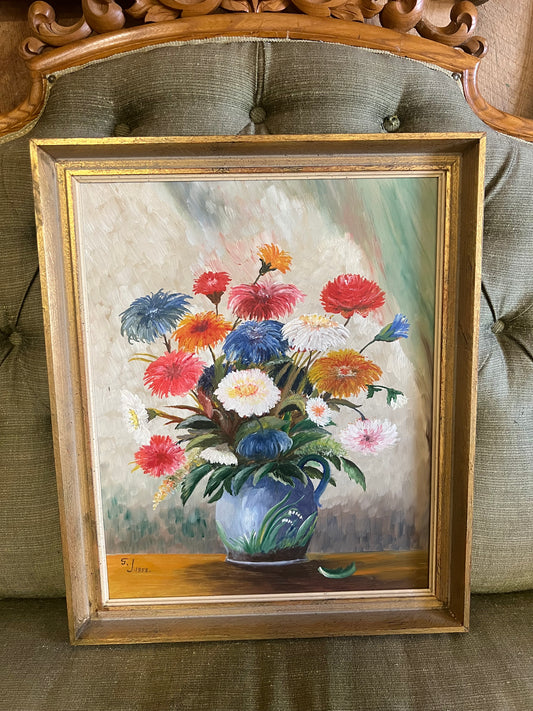 Oljemålning blommor