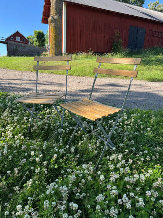 Caféstolar trärena 2st, ihopfällbara