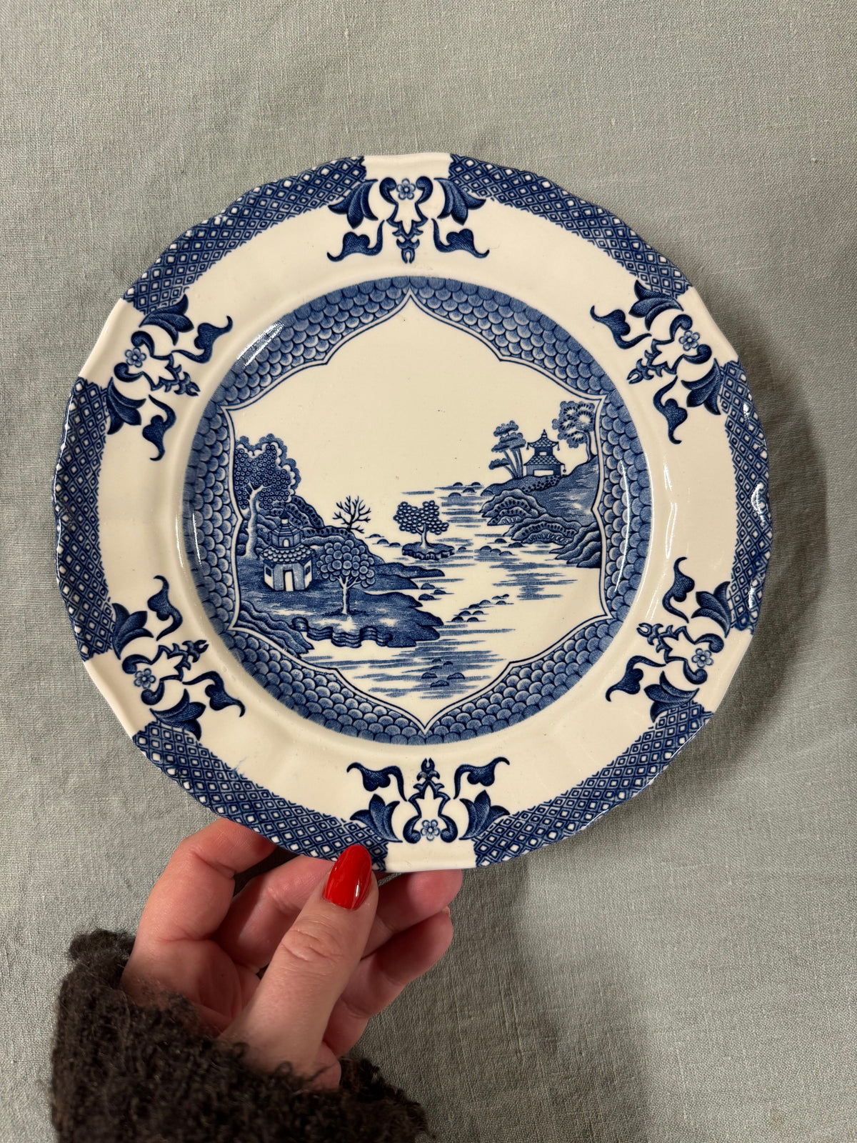 Blåvit tallrik, engelsk Royal Tudor Mandarin