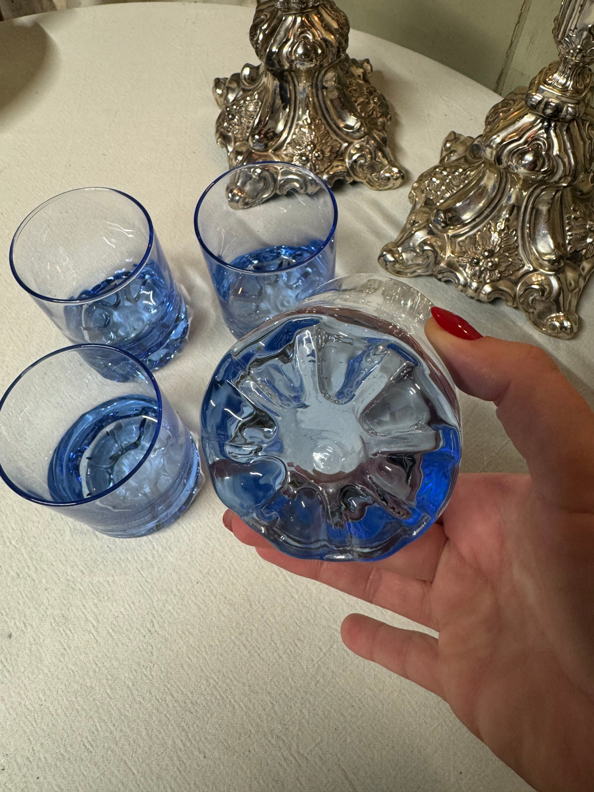 Glas i blått, 4st