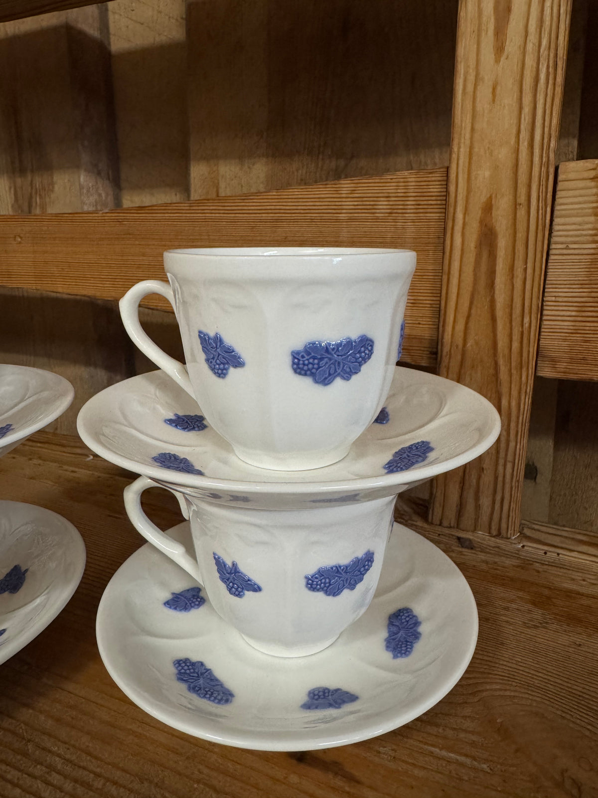 4st Blå Blom old Gustafsberg kaffekopp med fat