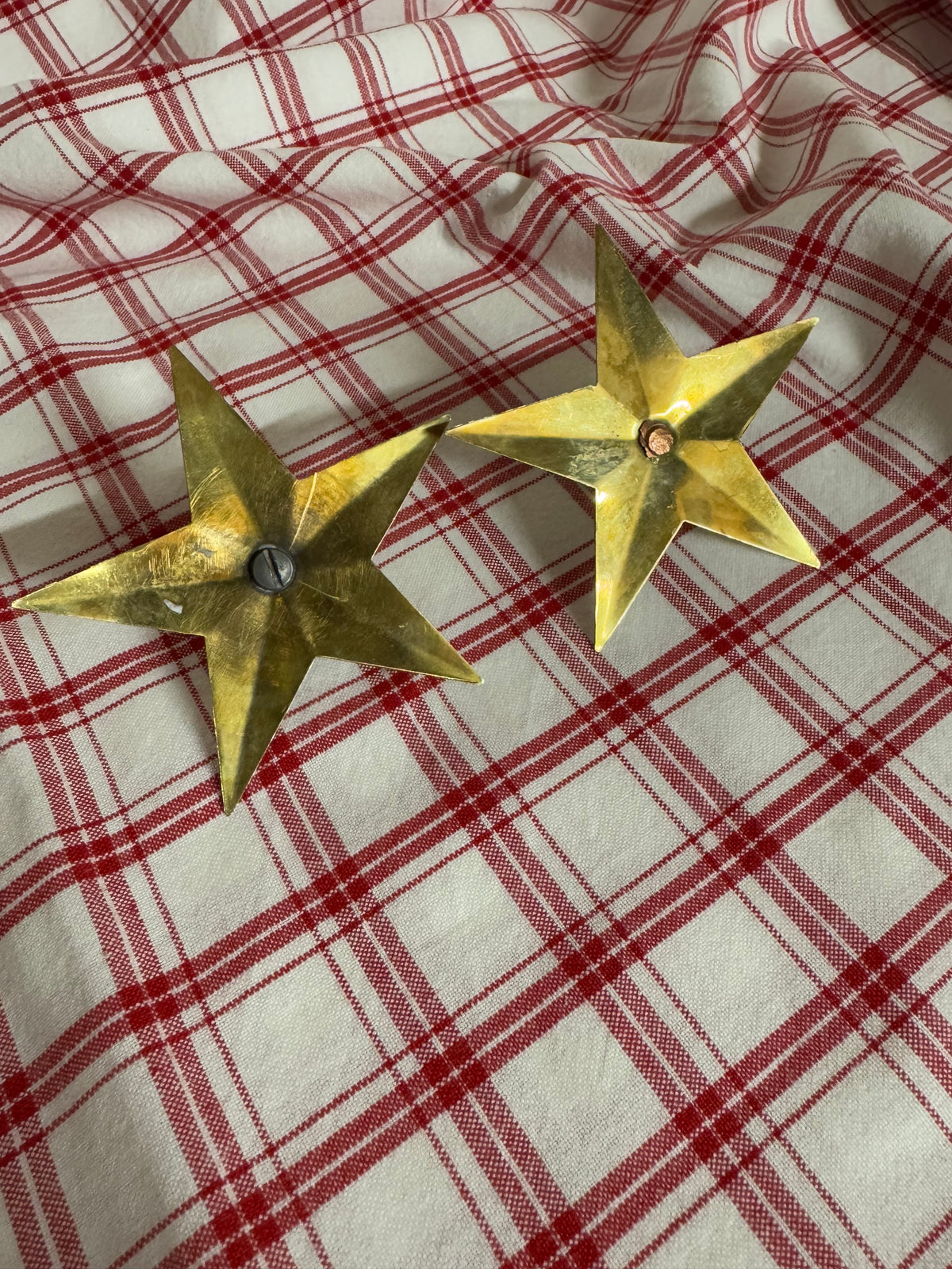 Stjärnor i mässing för julgransljus, 2st