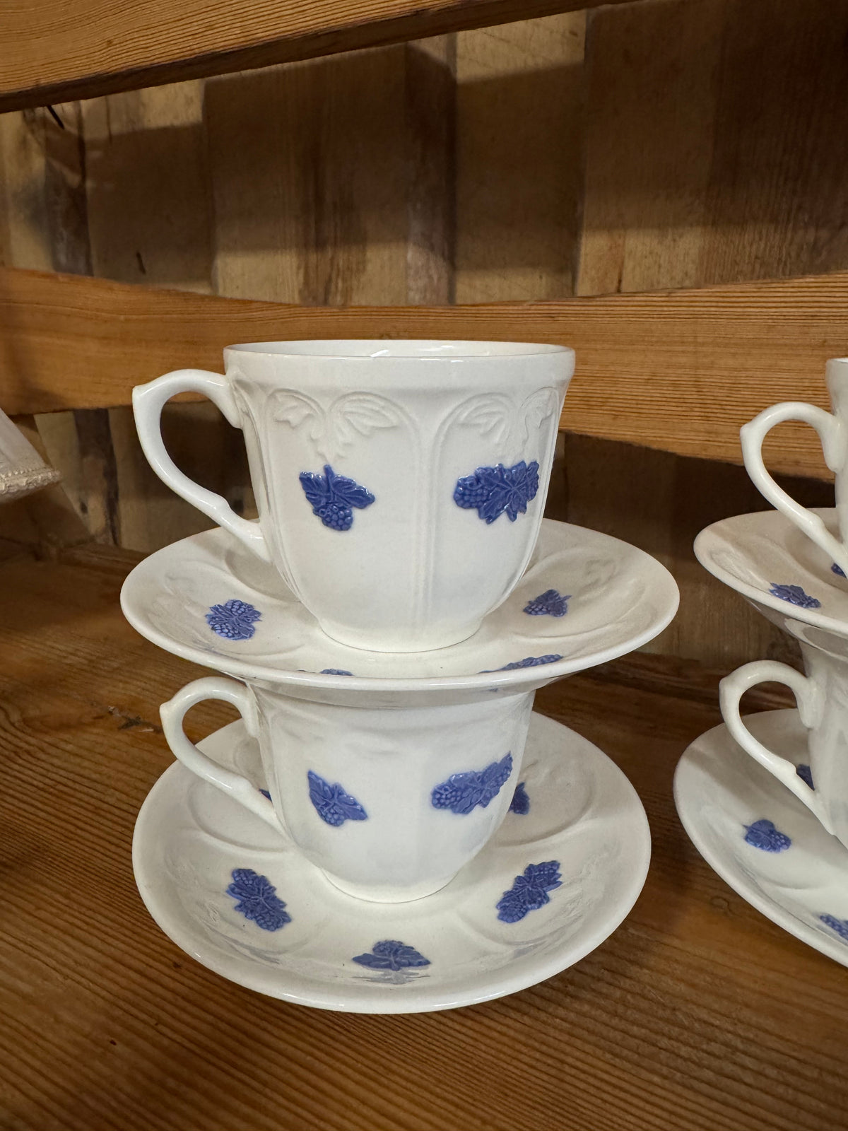 4st Blå Blom old Gustafsberg kaffekopp med fat