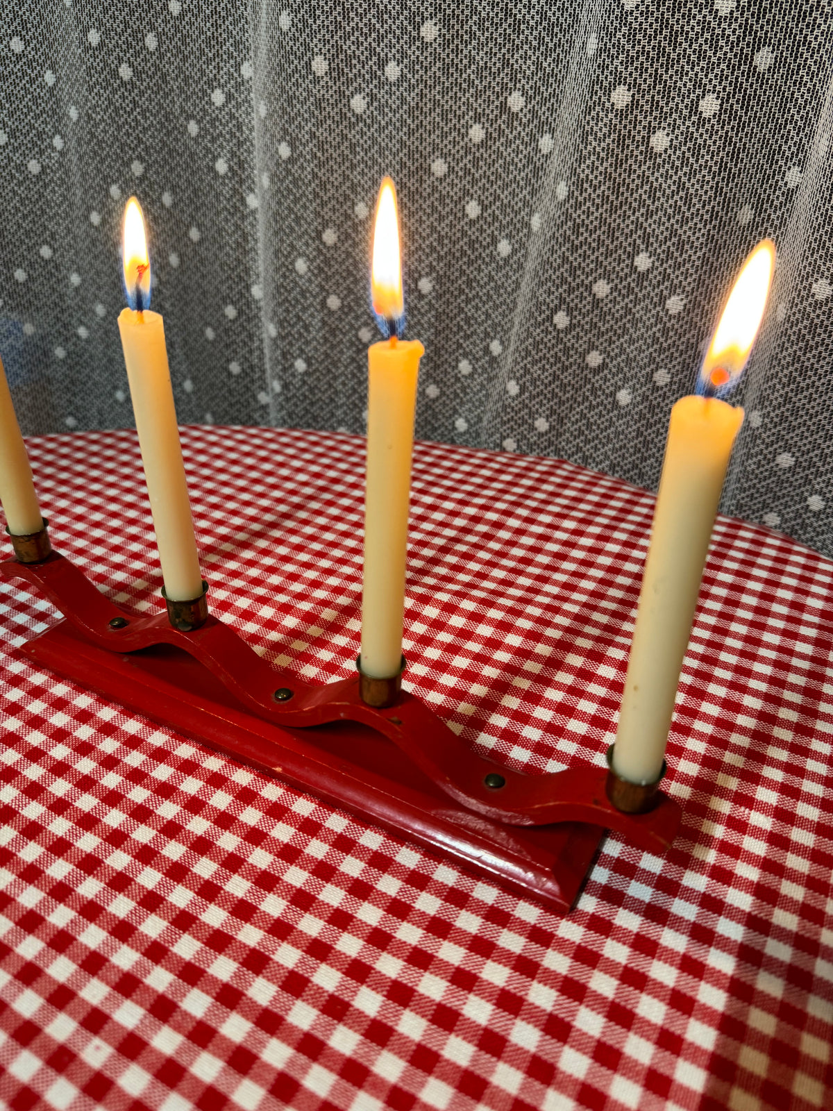 Art deco vågig träljusstake för julgransljus