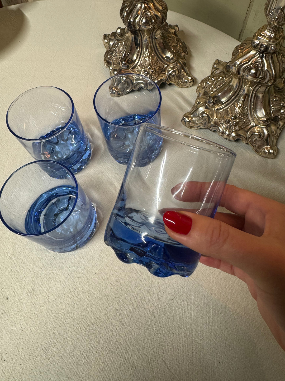 Glas i blått, 4st