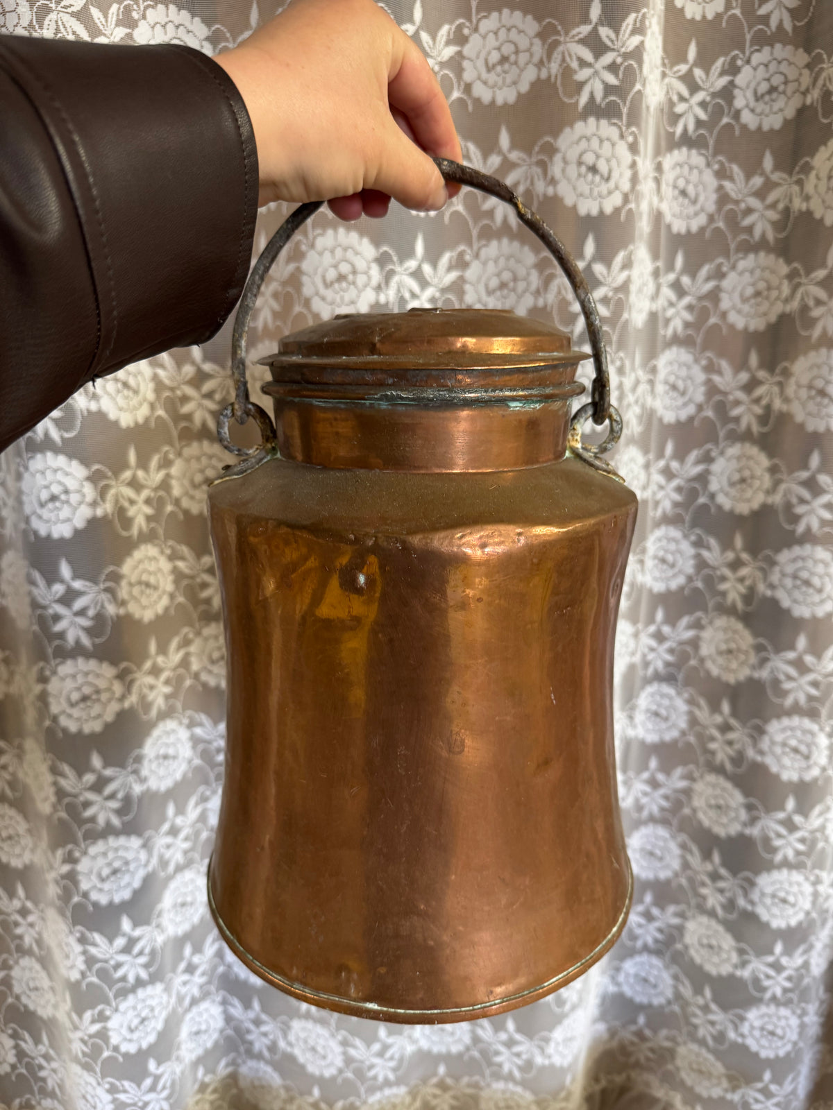 Kopparkärl äldre mjölk-/vattenkanna