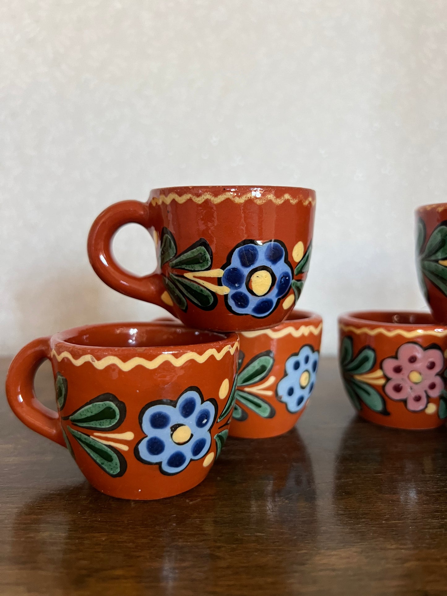 6 st glöggmuggar med målade blommor