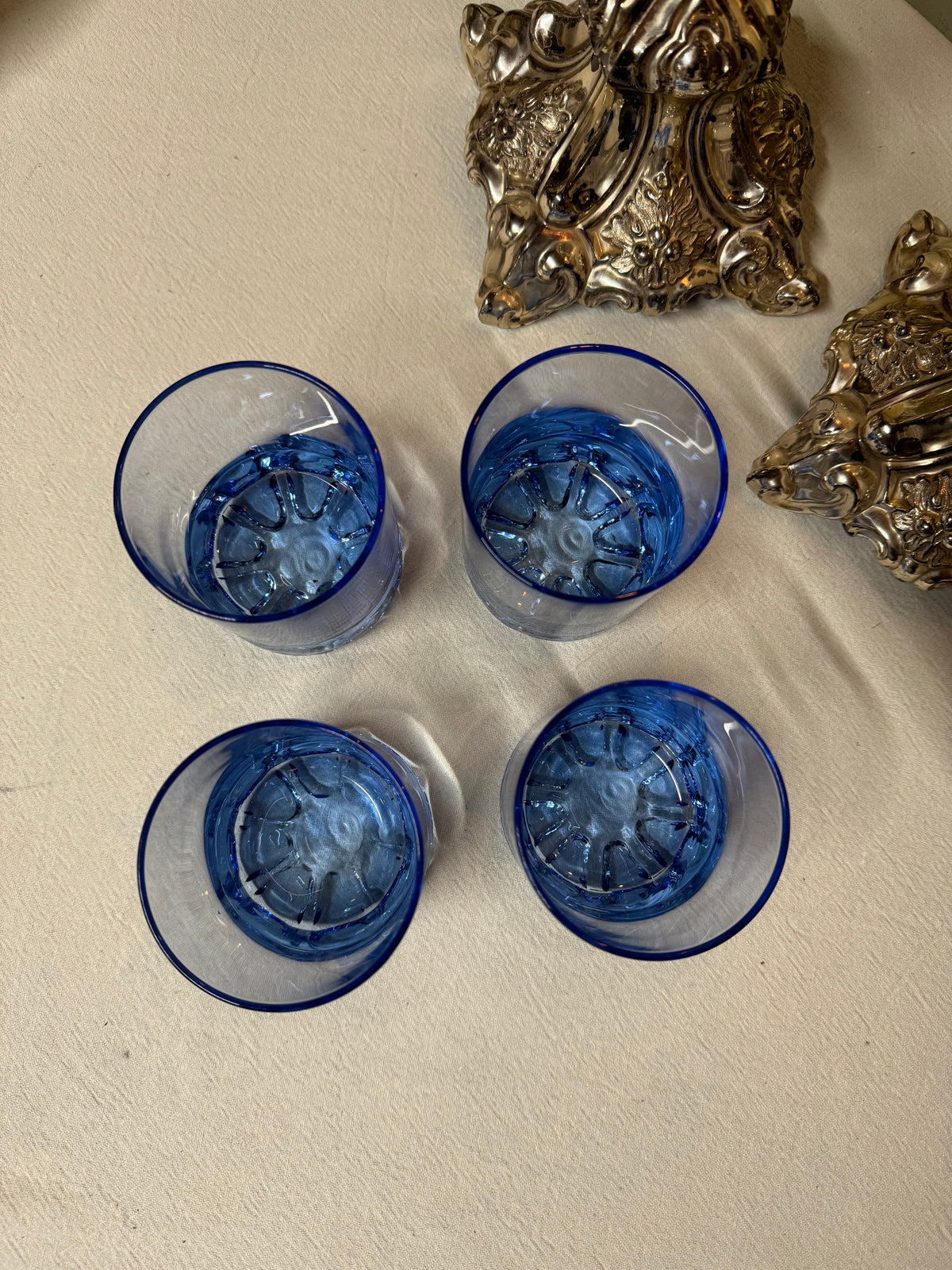 Glas i blått, 4st