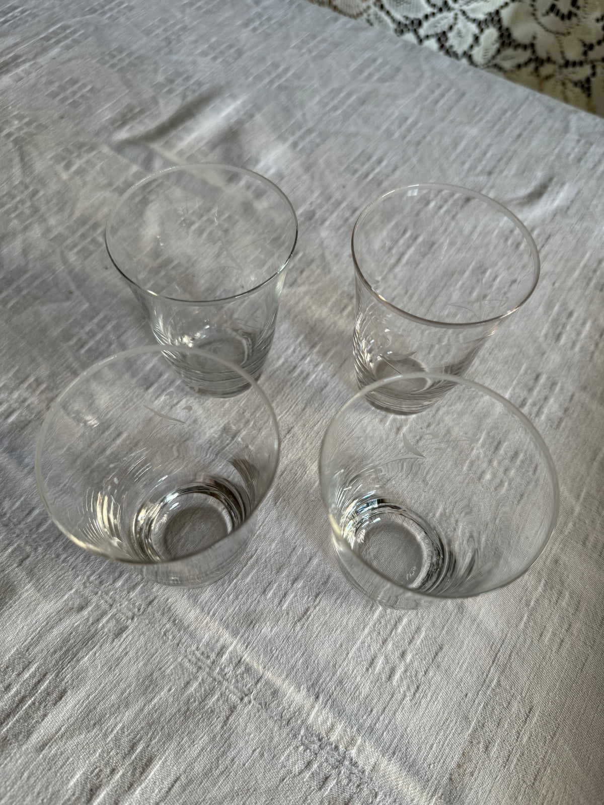 Tunna glas med inristning , 4st