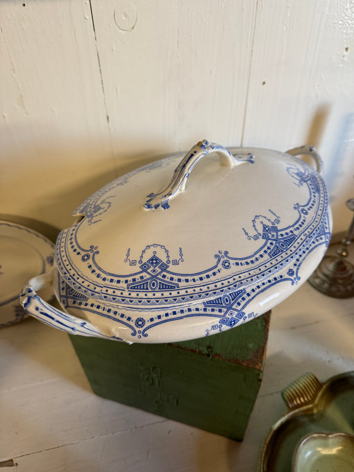 Soppterrin oval i blått, PAN Gustafsberg