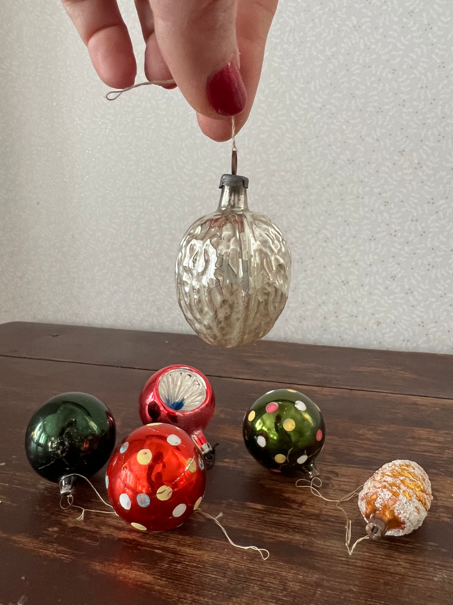 6 st äldre julgranskulor