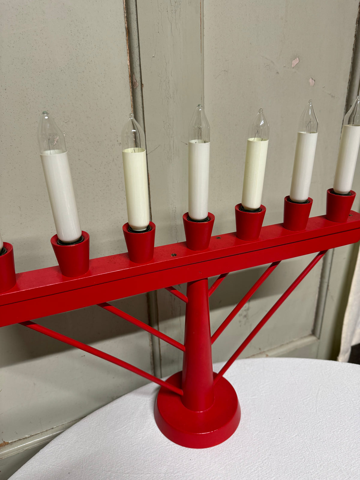 Röd adventsljusstake
