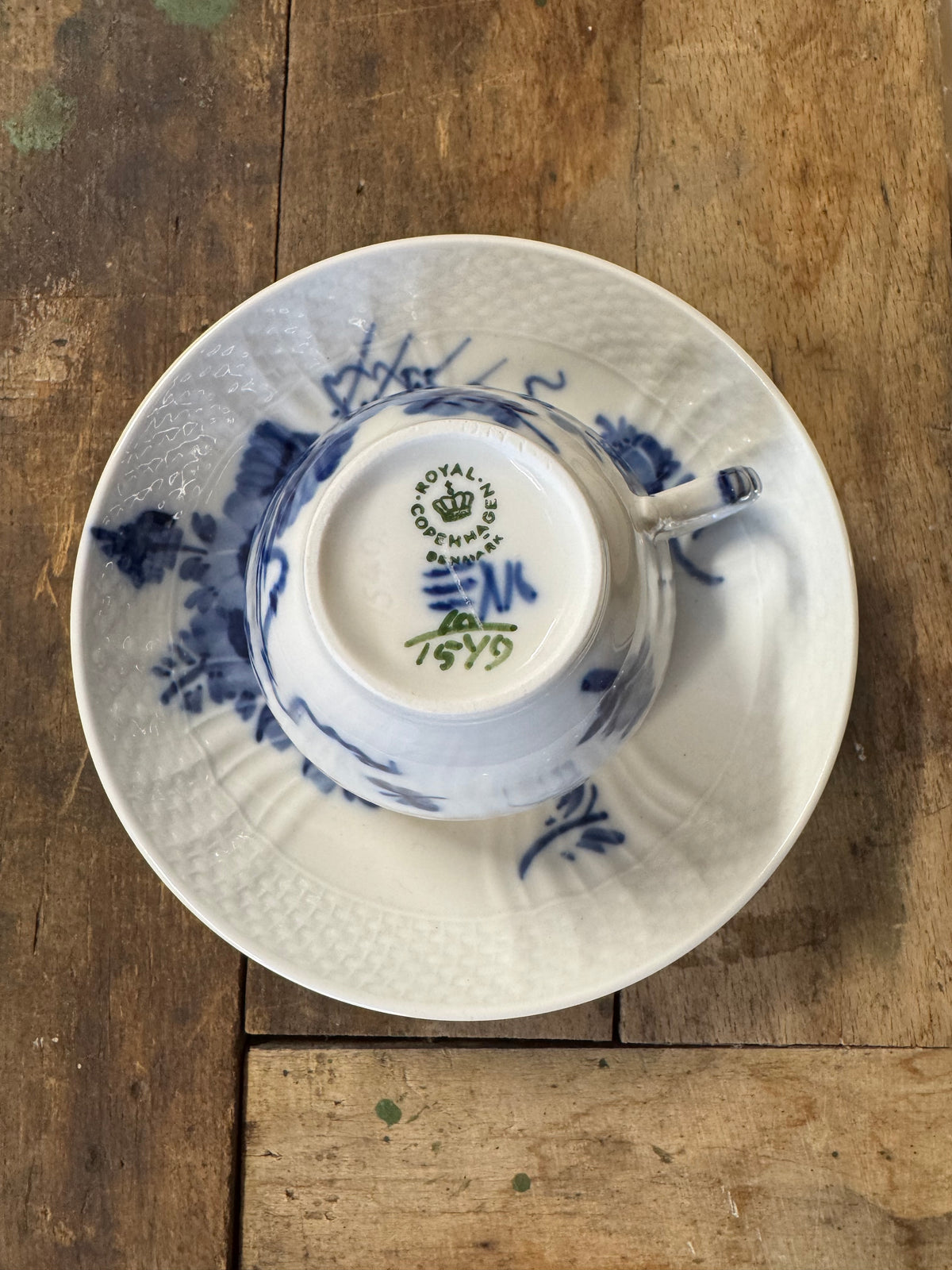Kaffekopp med fat Blå Blomster Royal Copenhagen 1549