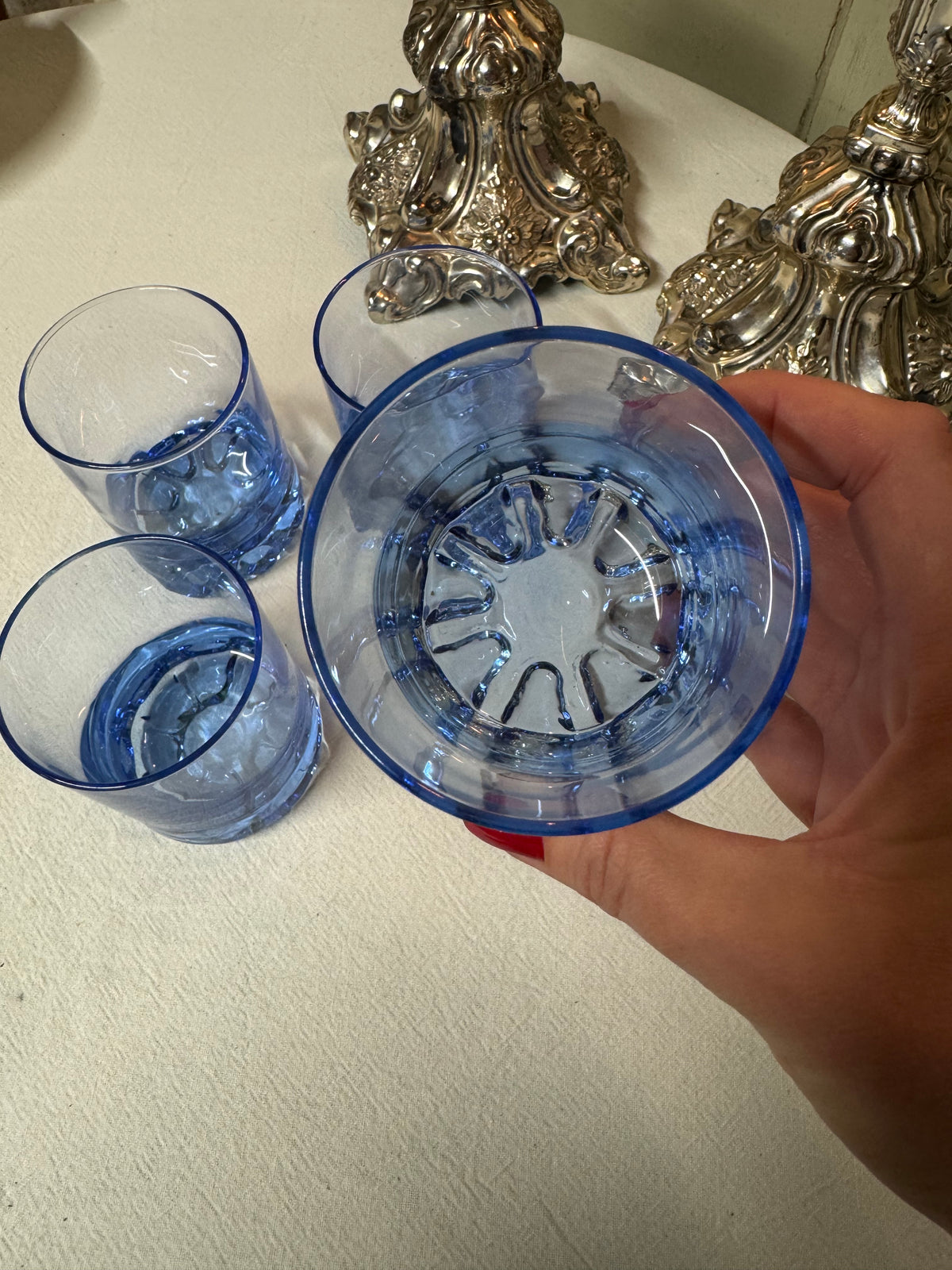 Glas i blått, 4st