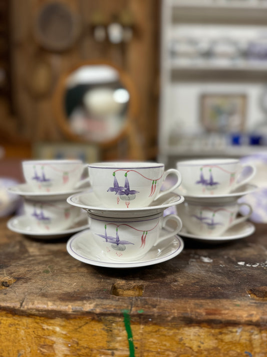 6st kaffekoppar med fat Rörstrand Poem Ulrica Hydman Vallien
