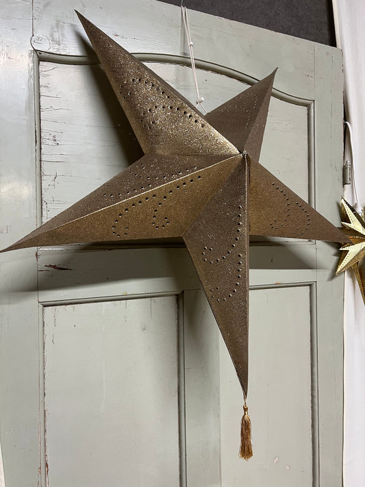 Adventsstjärna i papp, guldglittrig
