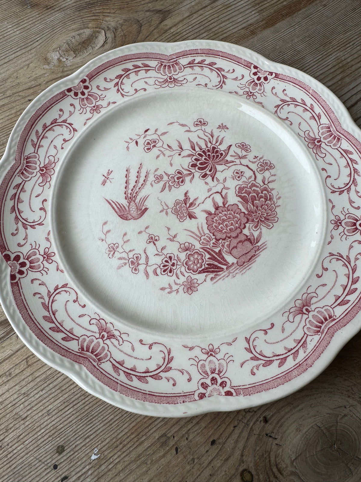 Tallrik rött porslin Fenix Gefle Sweden