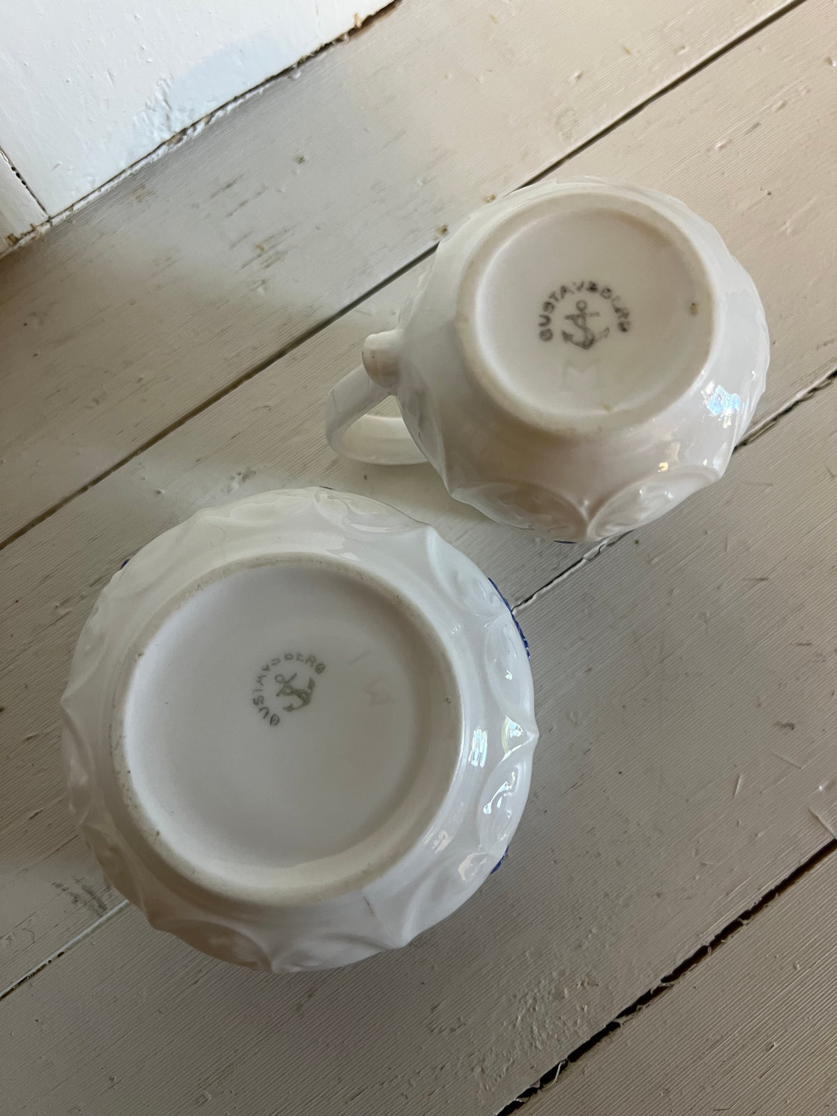 Gräddkanna och sockerskål - Blå Blom Gustavsberg