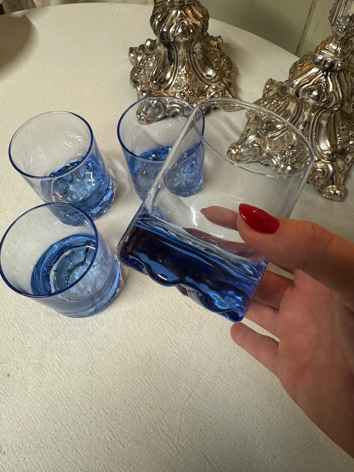 Glas i blått, 4st