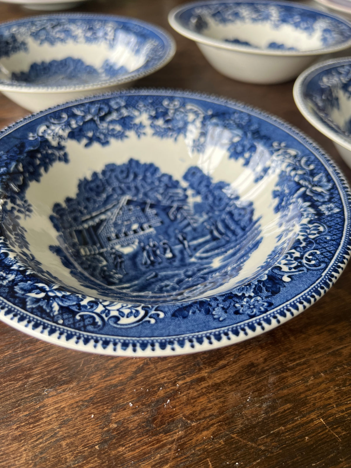 4st blåvita skålar - Avon cottage Wedgwood & co England