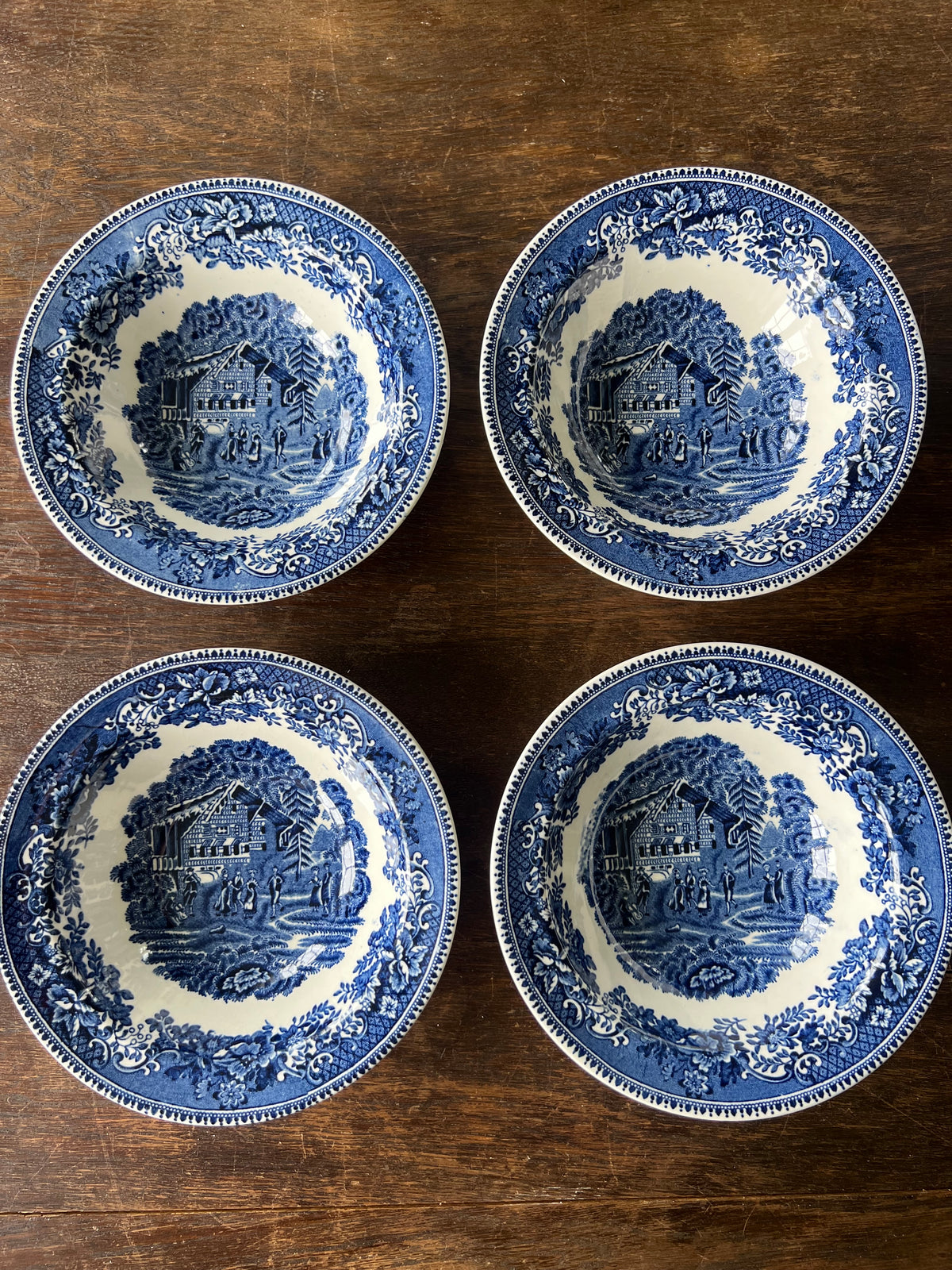 4st blåvita skålar - Avon cottage Wedgwood & co England