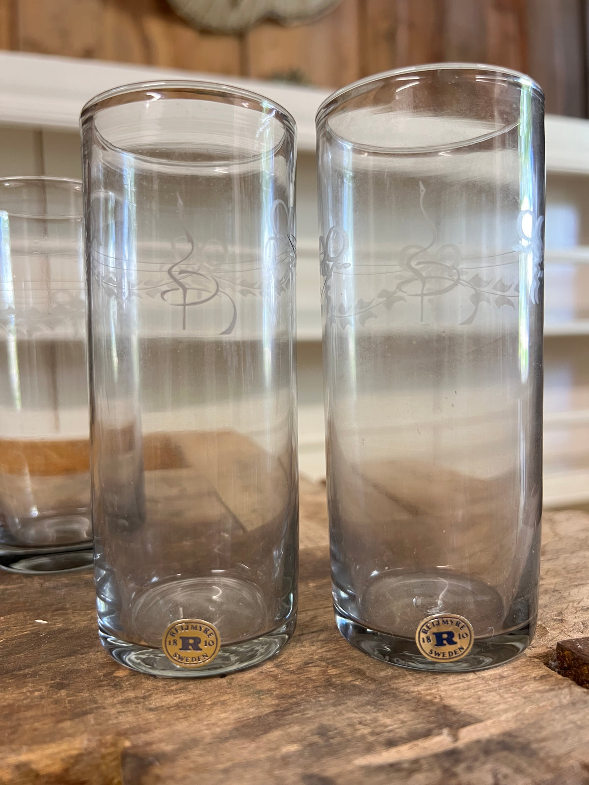 4 glas med dekor - Rejmyre Sweden