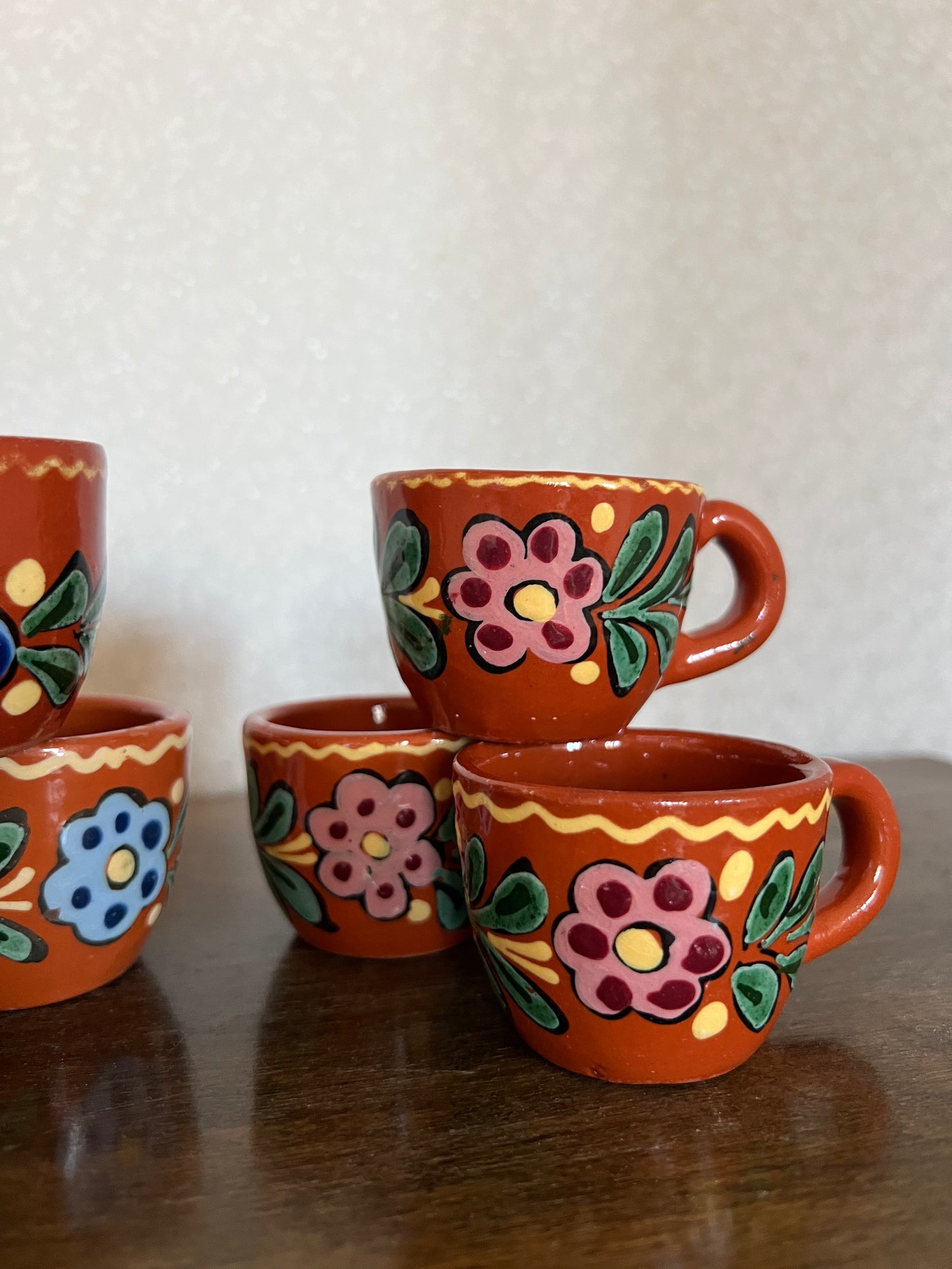 6 st glöggmuggar med målade blommor