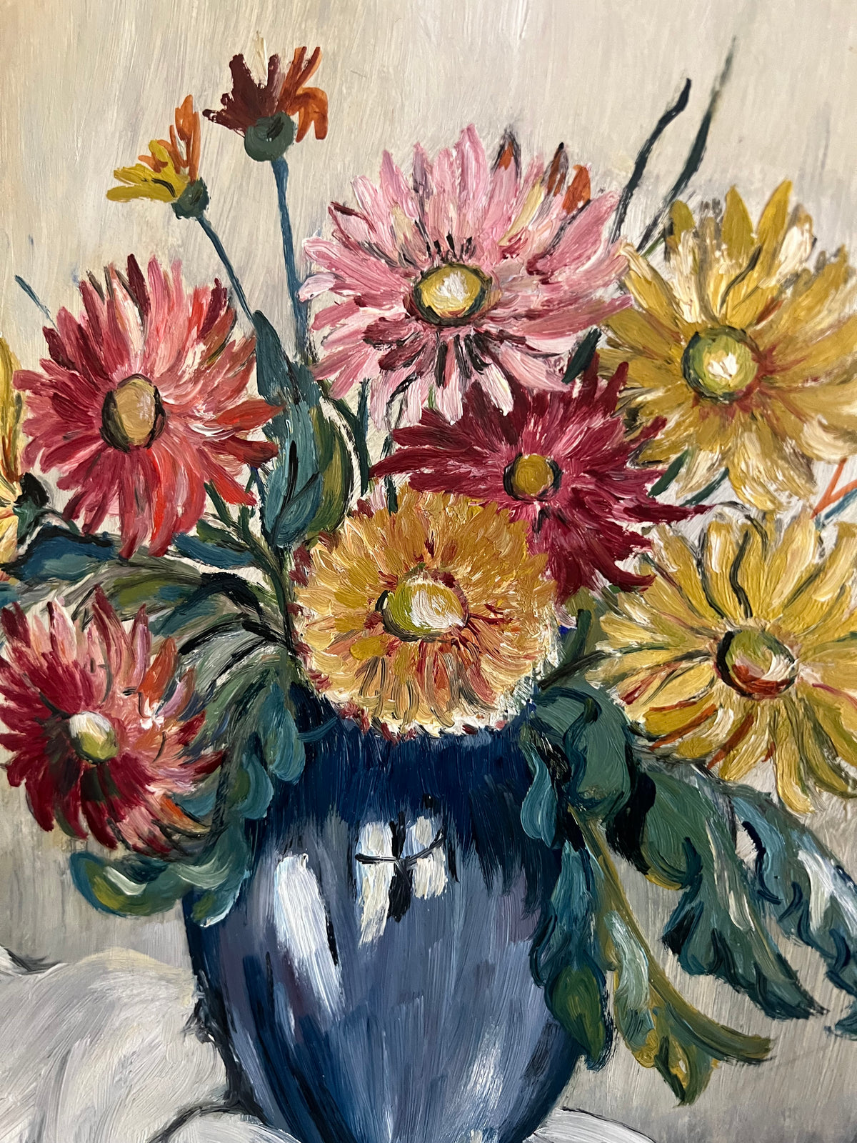 Oljemålning blommor med vacker ram
