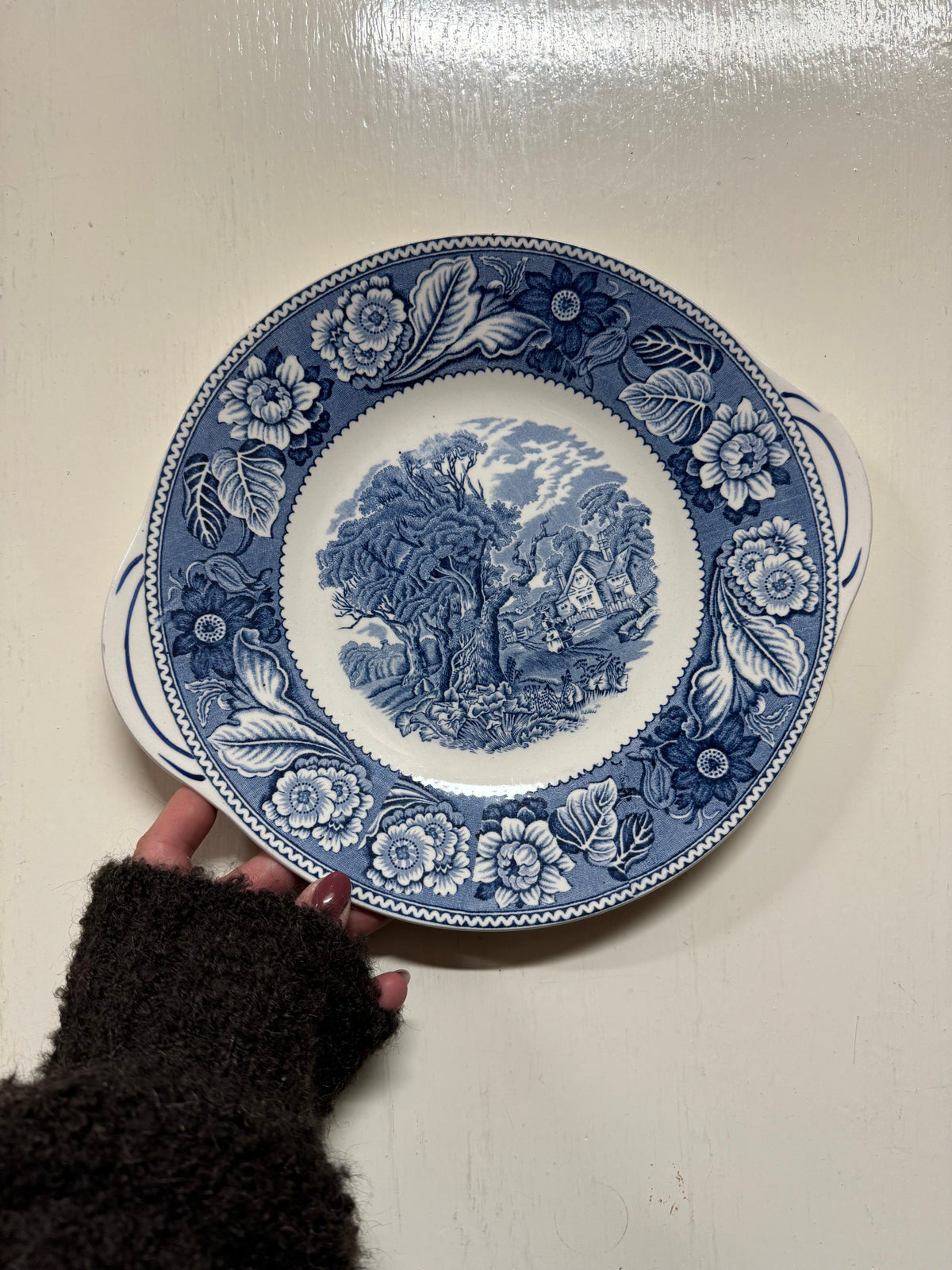 Blåvitt uppläggningsfat - Wood & Sons England