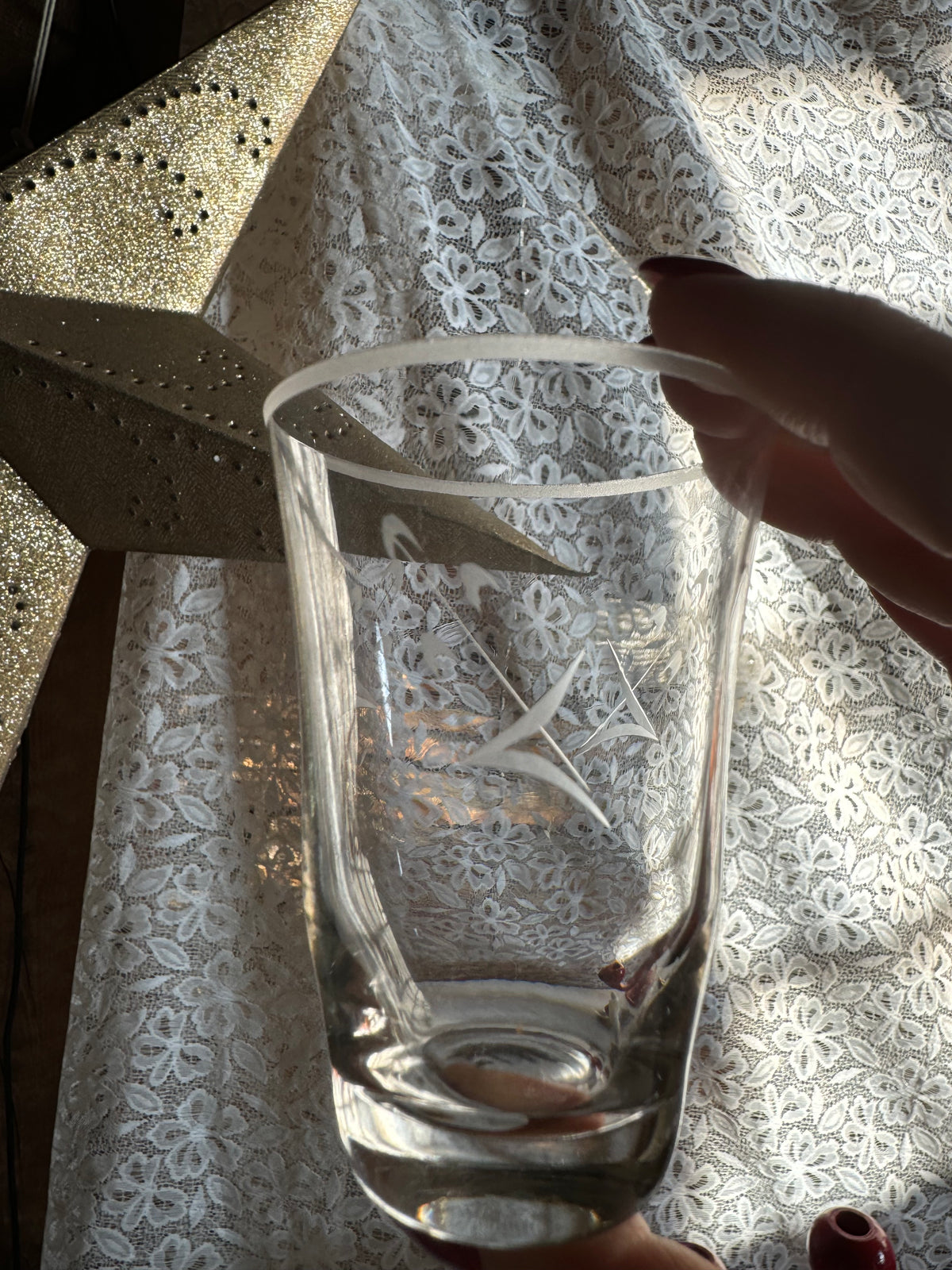Tunna glas med inristning , 4st