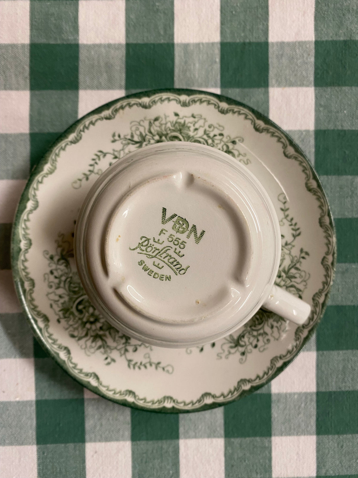 1st GRÖN ANNA kaffekopp med fat Rörstrand