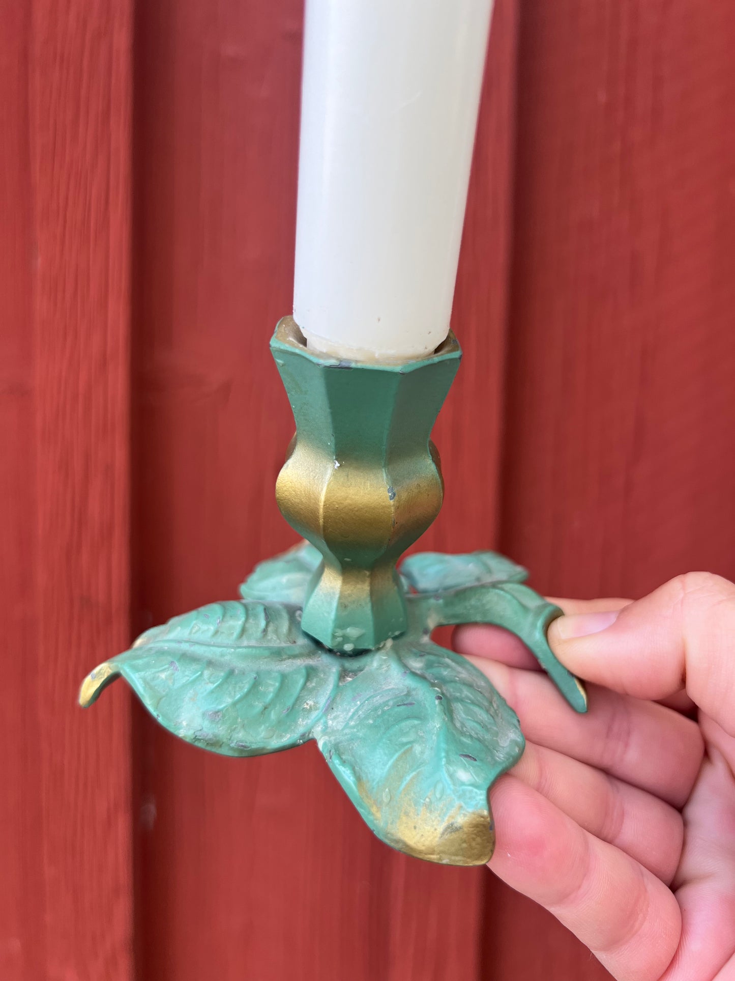 Ljusstake i grön metall