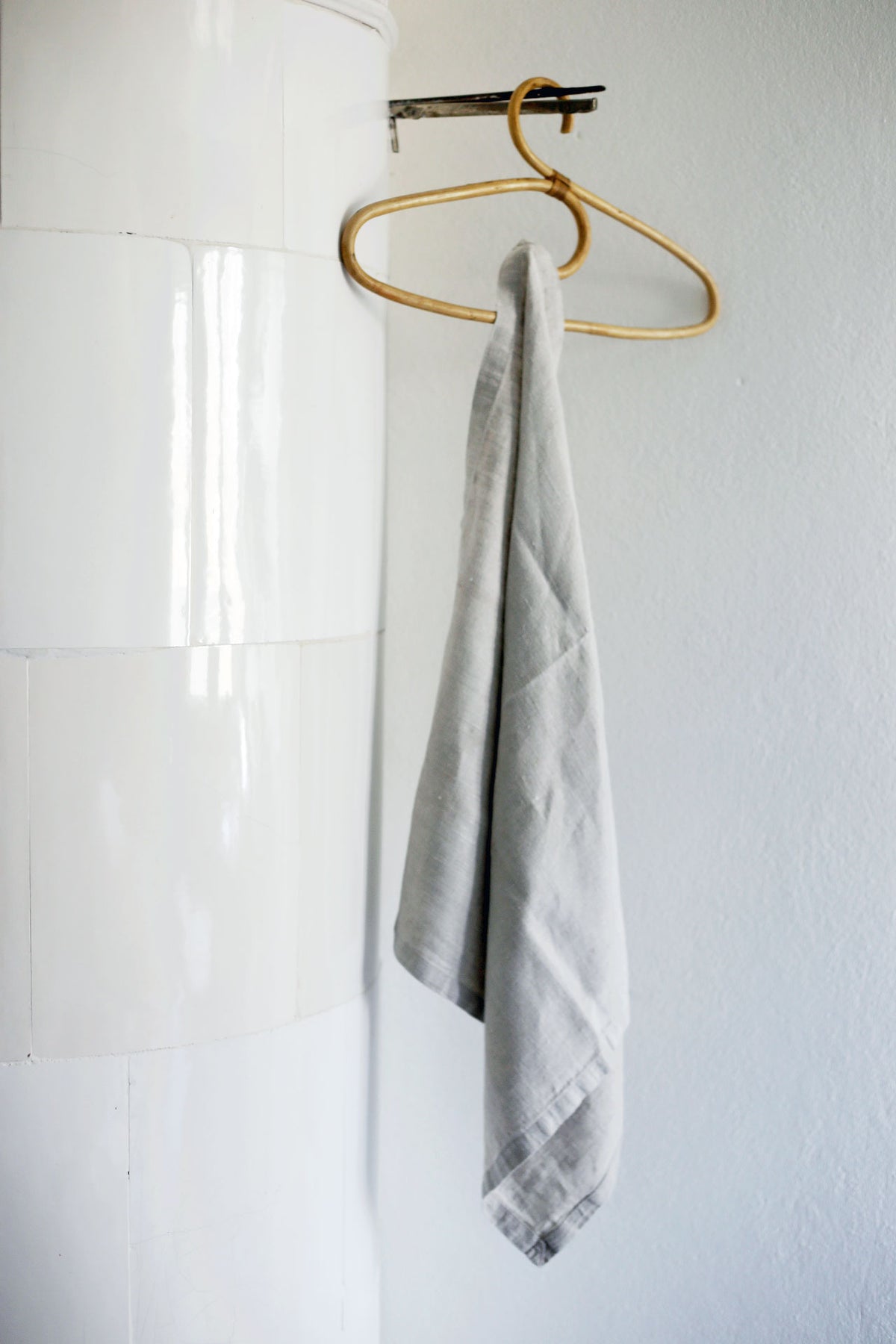 Beige/grå linneduk/handduk