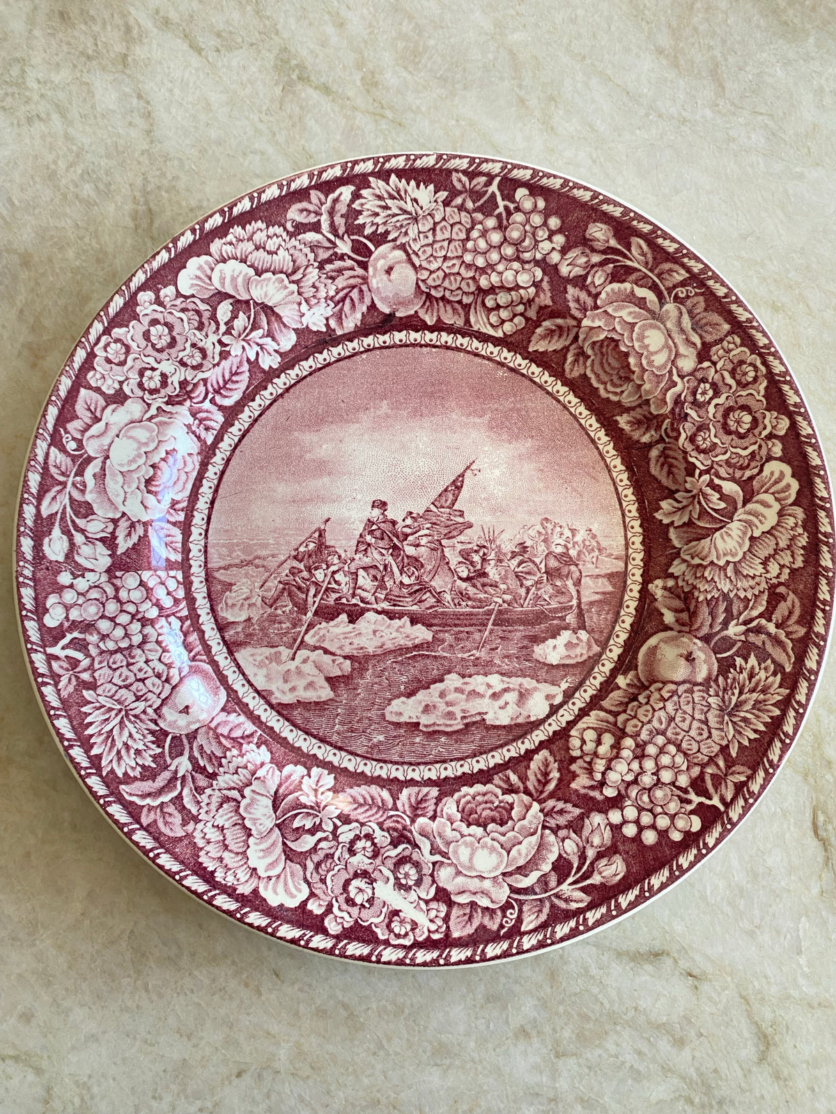 Mattallrik i vinrött - Staffordshire Engelskt porslin