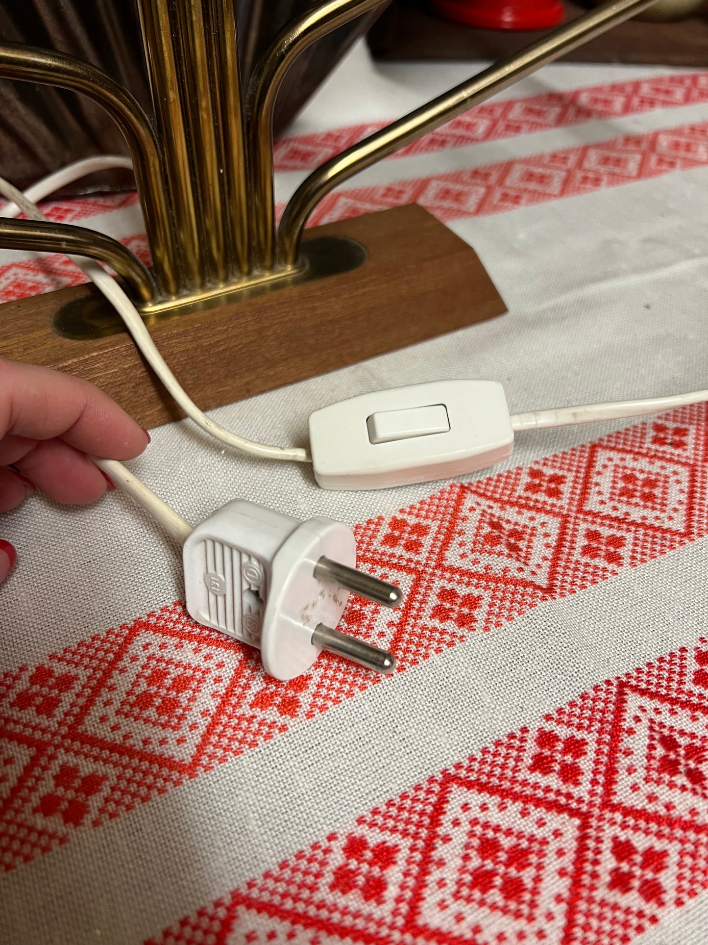 Adventsljusstake i mässing och teak