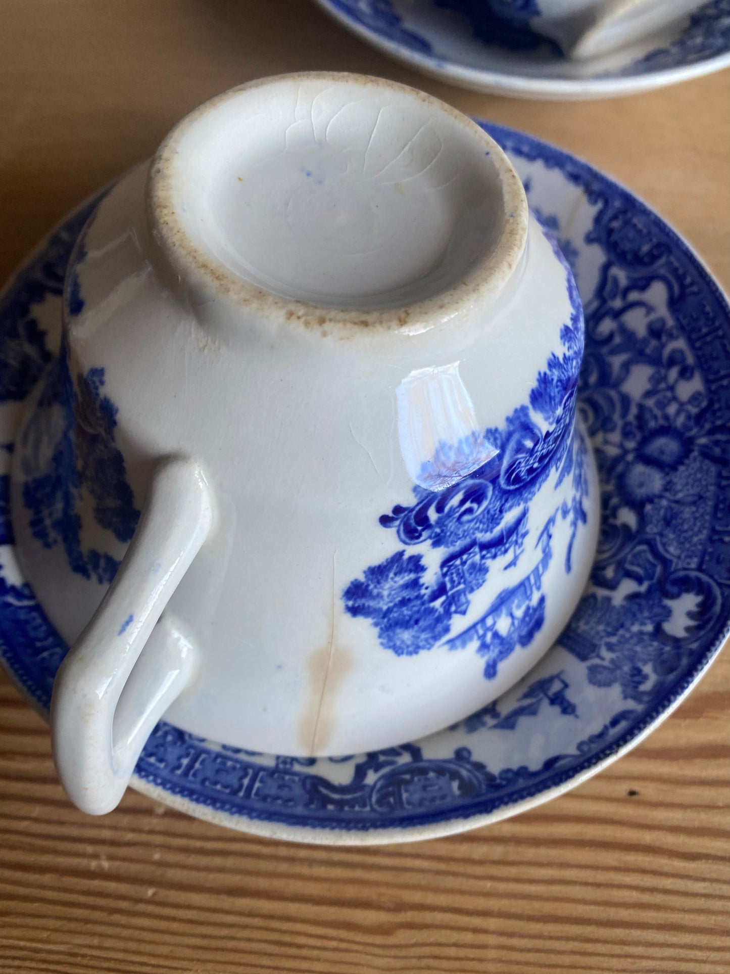 Paret blåvita kaffekoppar med fat - Rörstrand 1800-tal
