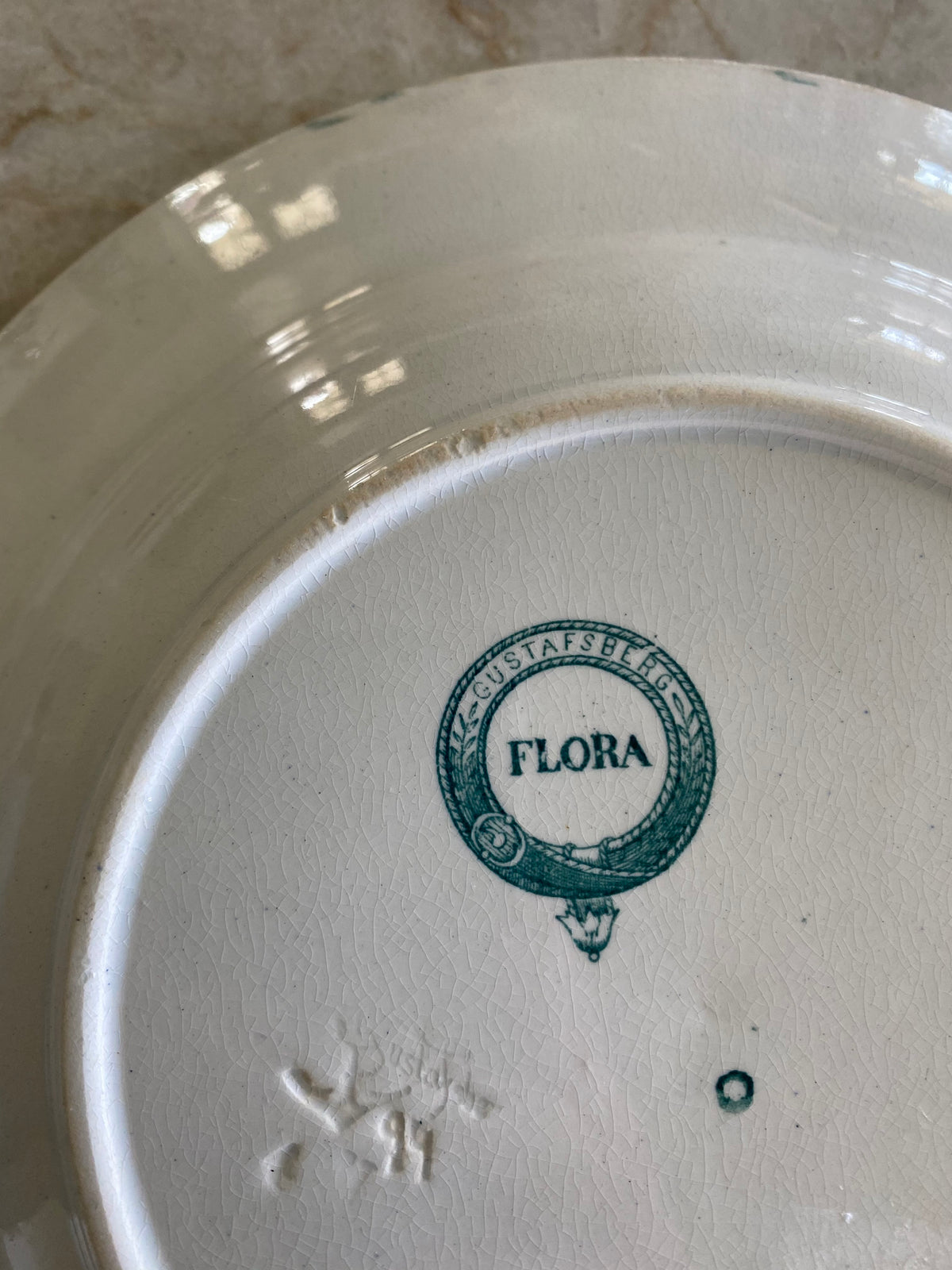 Grön/vit tallrik - GUSTAFSBERG FLORA