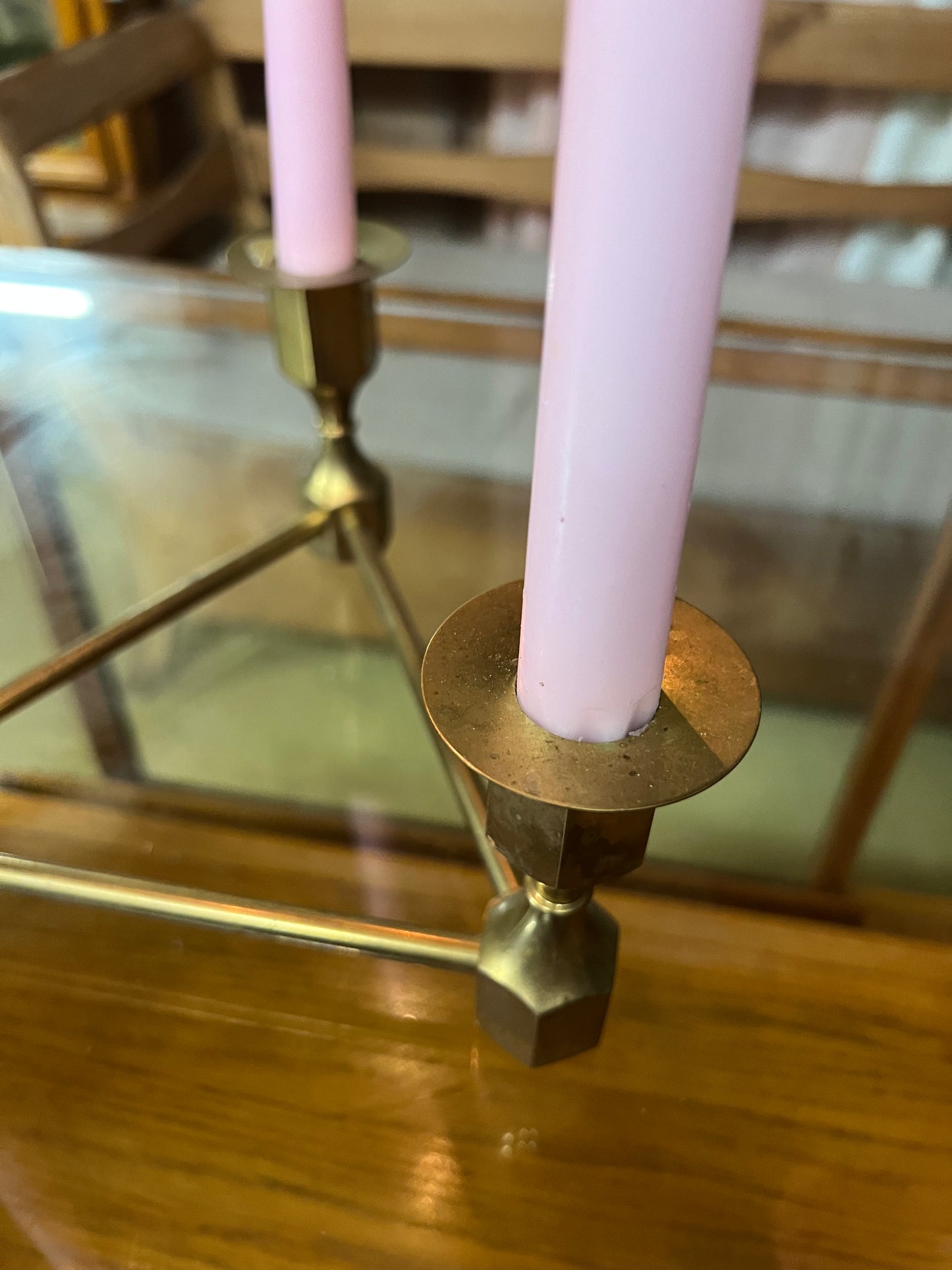 Mässingsljusstake triangel Gusums mässing