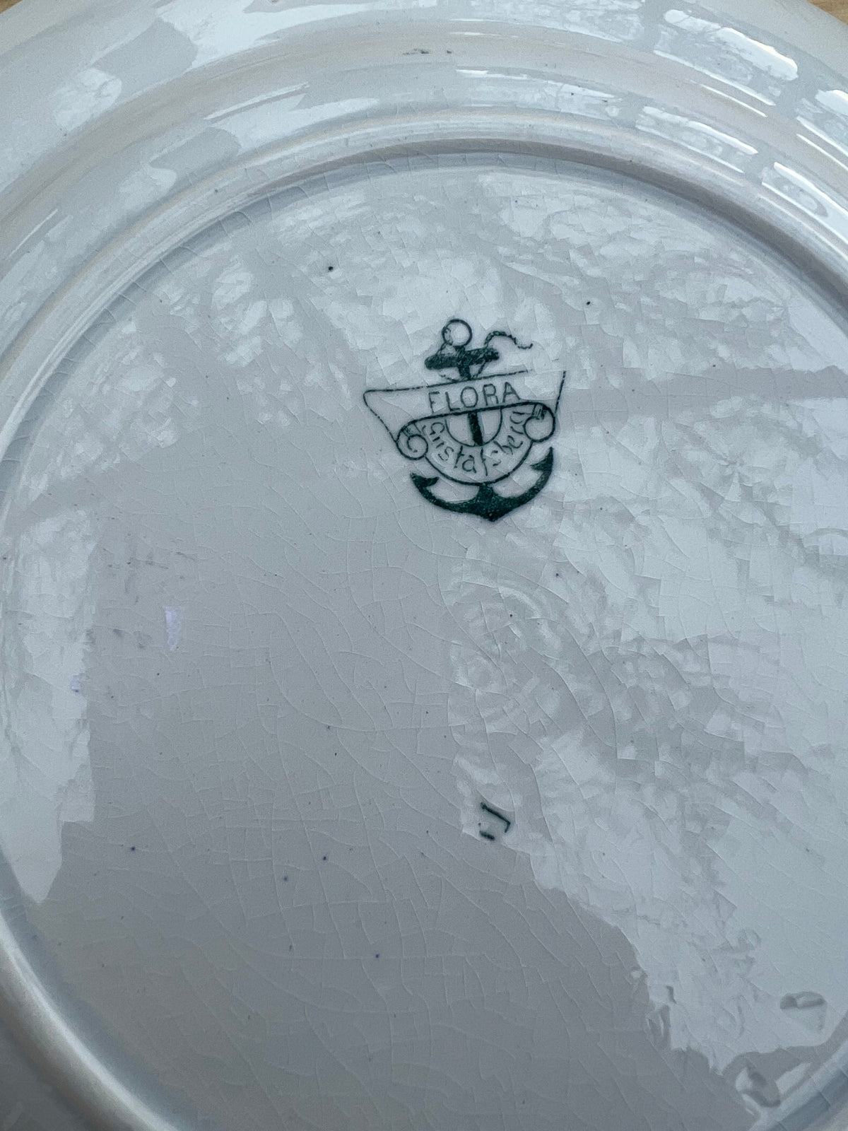 Djup tallrik i grönvitt, Gustafsberg FLORA