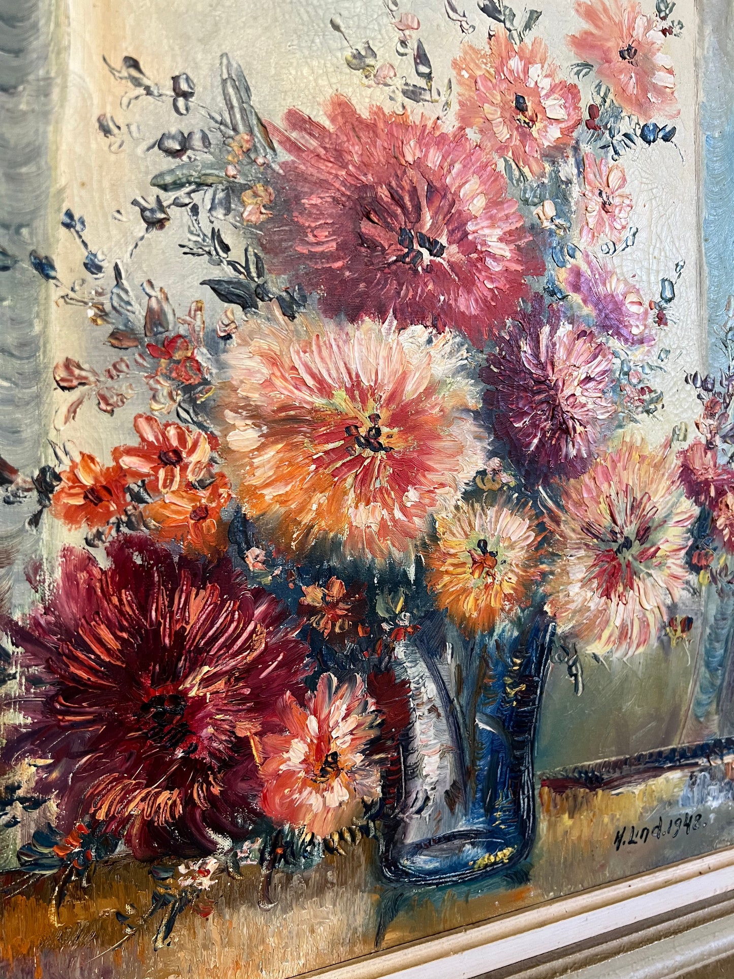 Otrolig oljemålning - blommor
