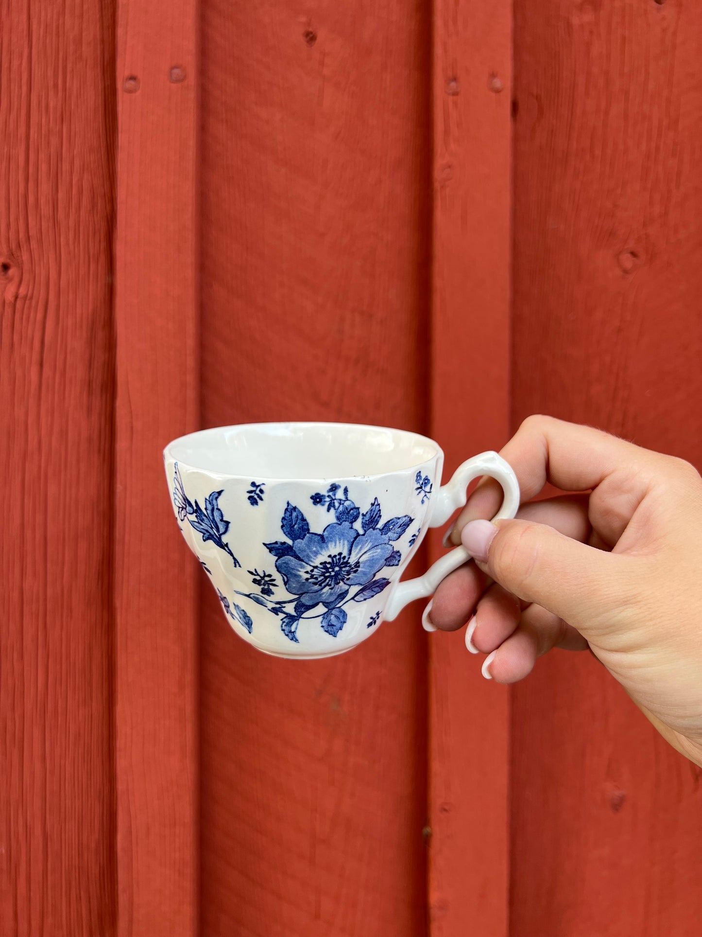 2 st blåblommiga kaffekoppar